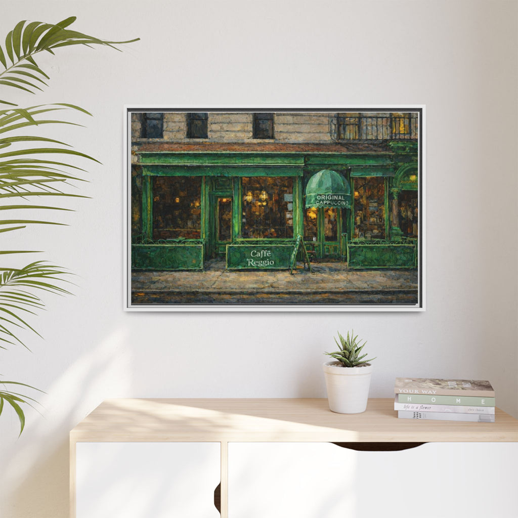 Caffe Reggio — Restaurant Print | Matte Canvas + Wooden Frame