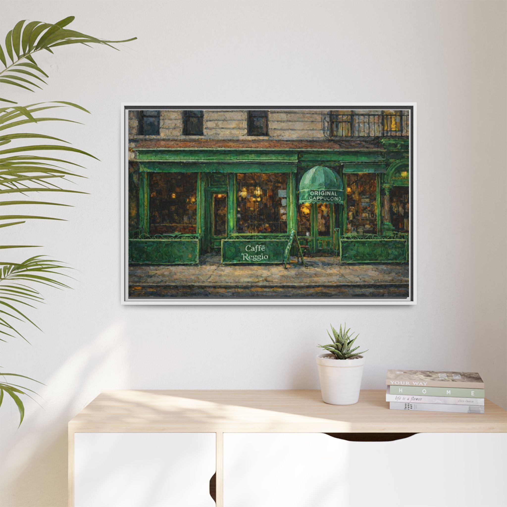 Caffe Reggio — Restaurant Print | Matte Canvas + Wooden Frame
