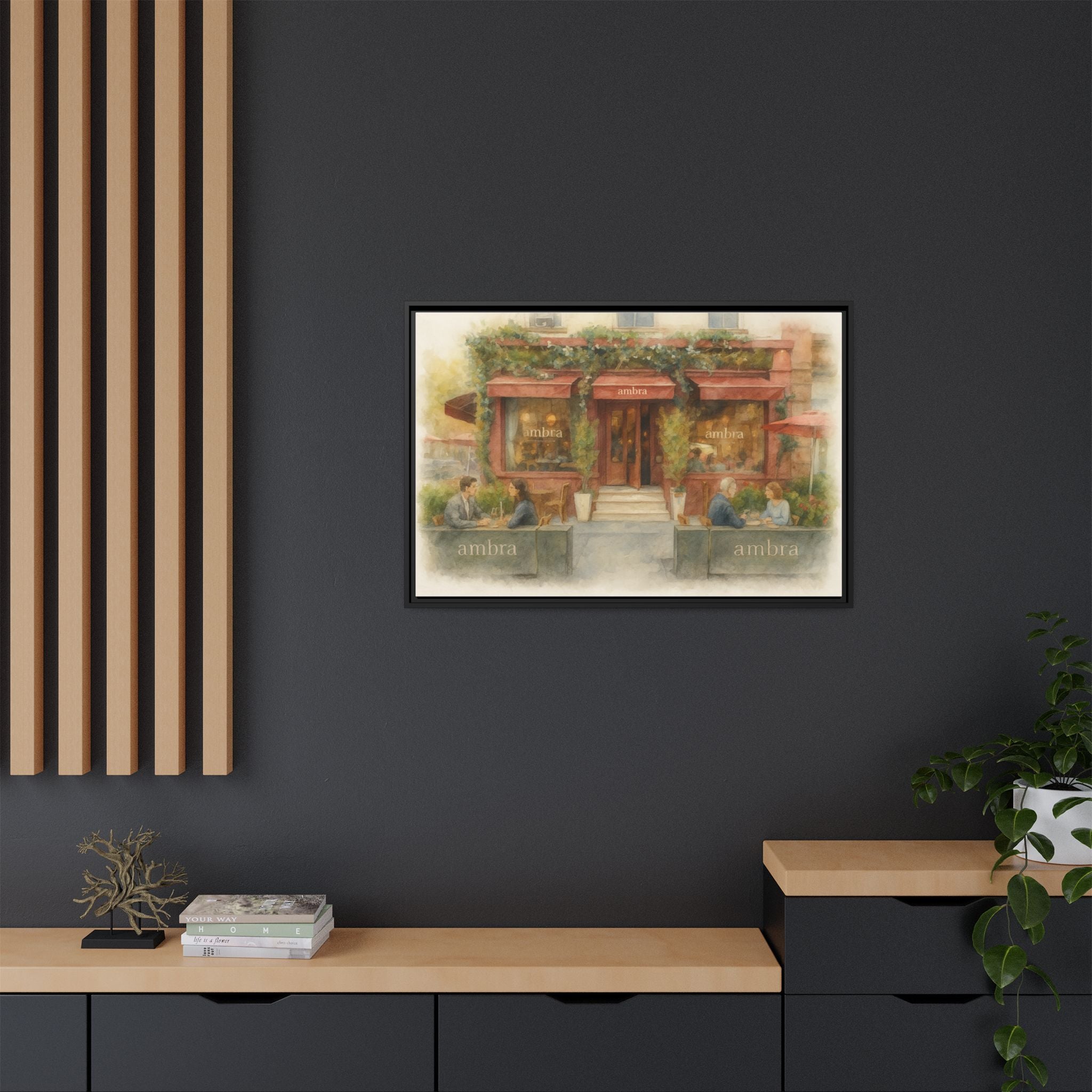 Ambra  — Restaurant Print | Matte Canvas + Wooden Frame