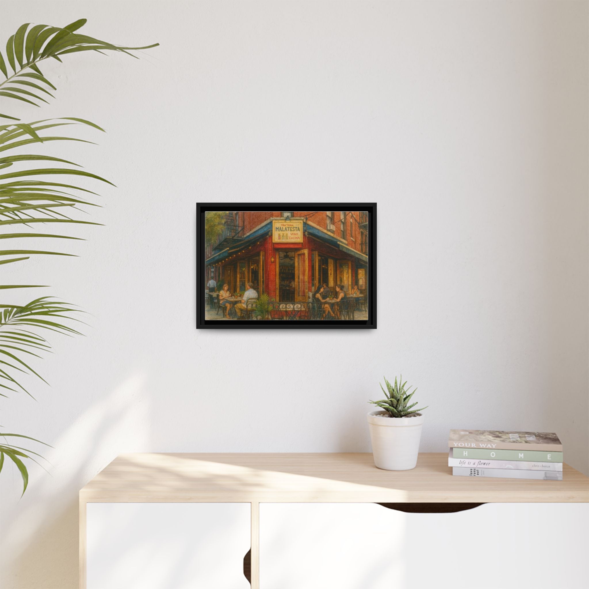 Malatesta Trattoria — Restaurant Print | Matte Canvas + Wooden Frame