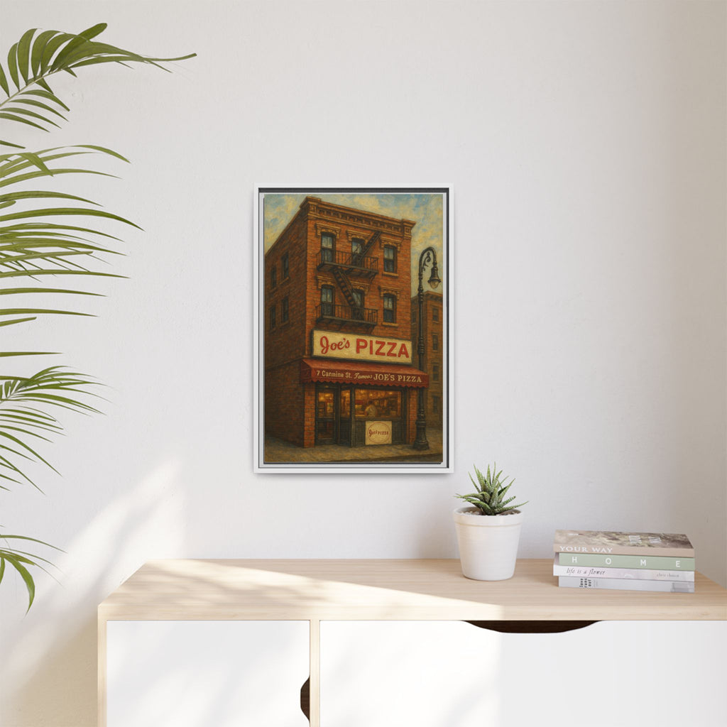 Joe's Pizza — Restaurant Print | Matte Canvas + Wooden Frame