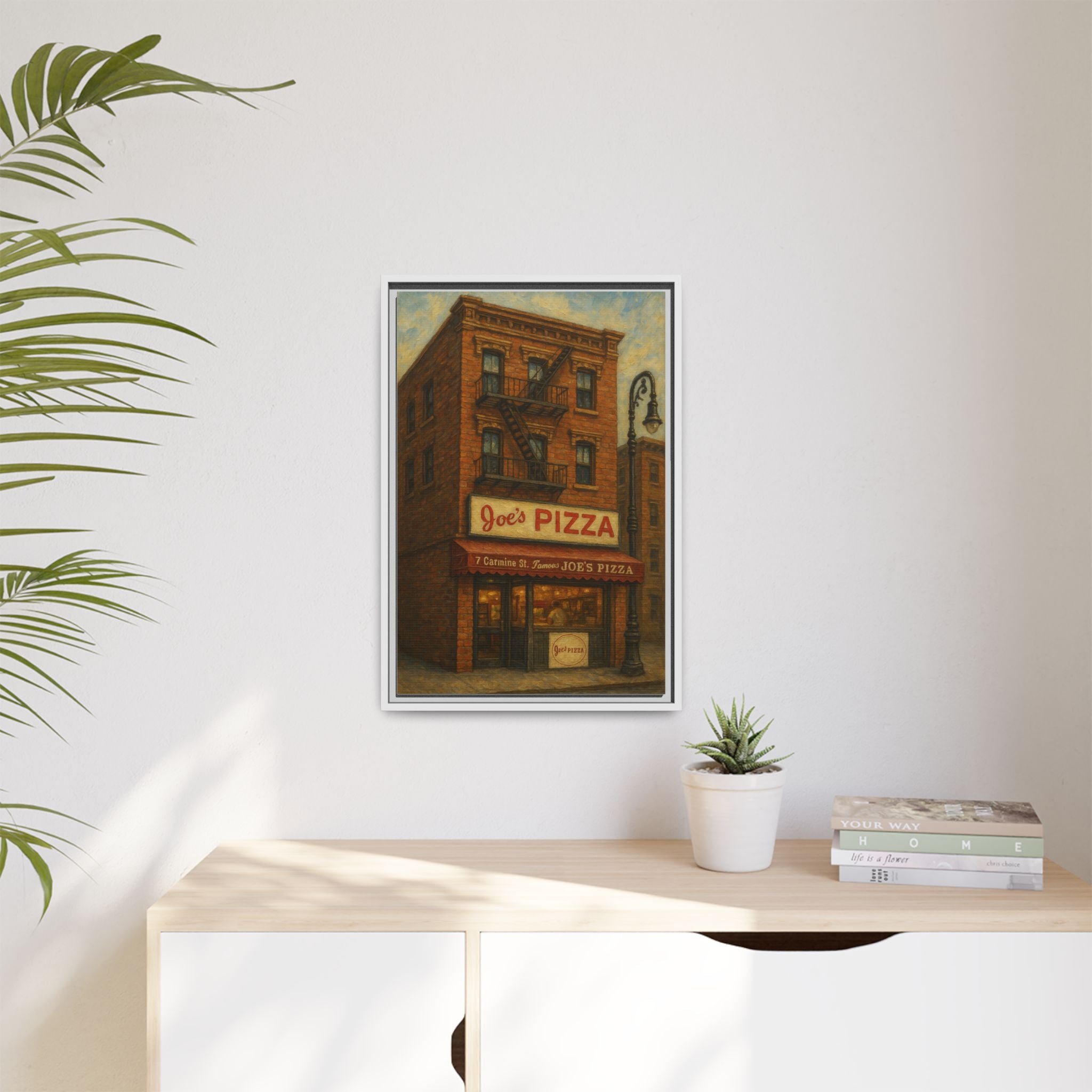 Joe's Pizza — Restaurant Print | Matte Canvas + Wooden Frame