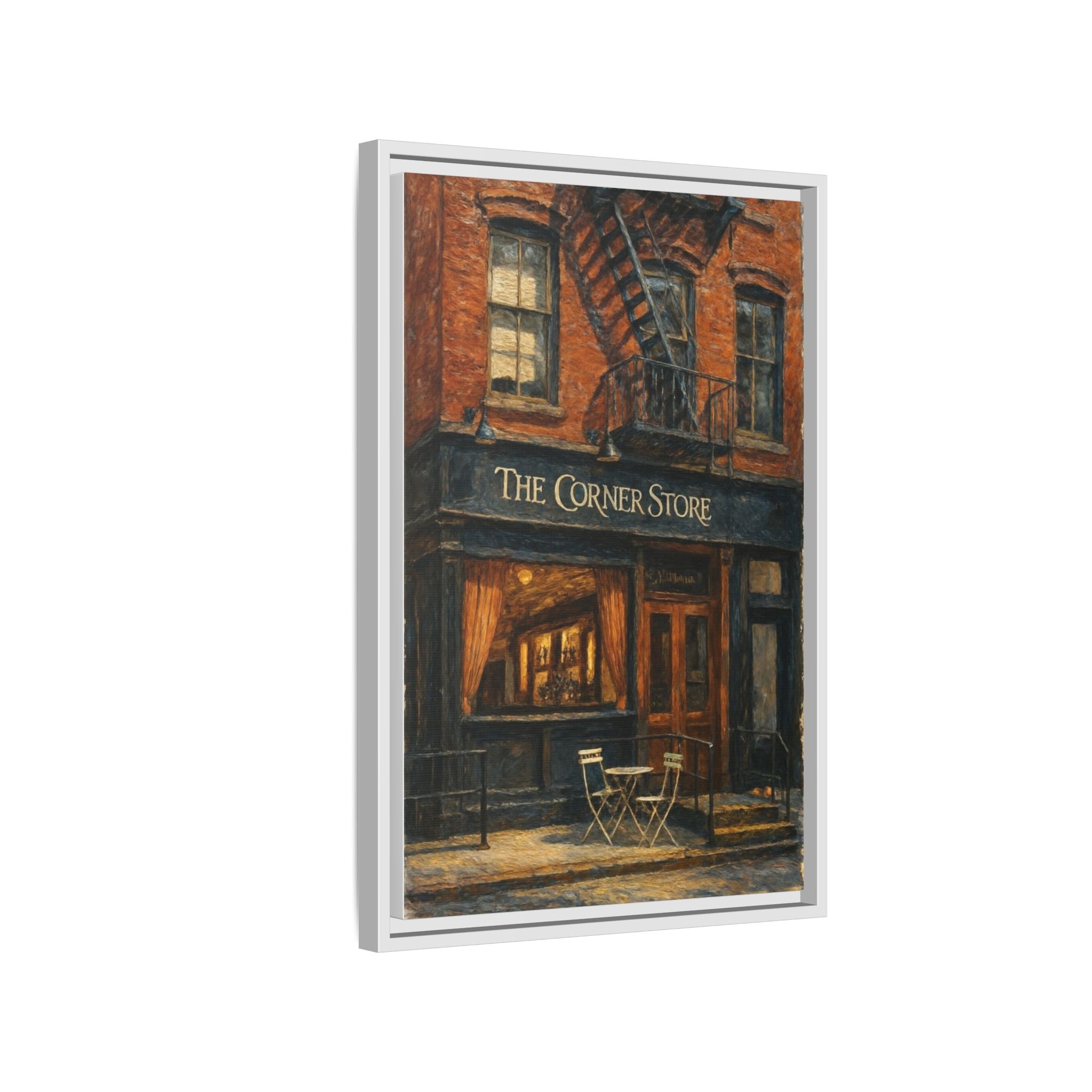 The Corner Store — Restaurant Print | Matte Canvas + Wooden Frame