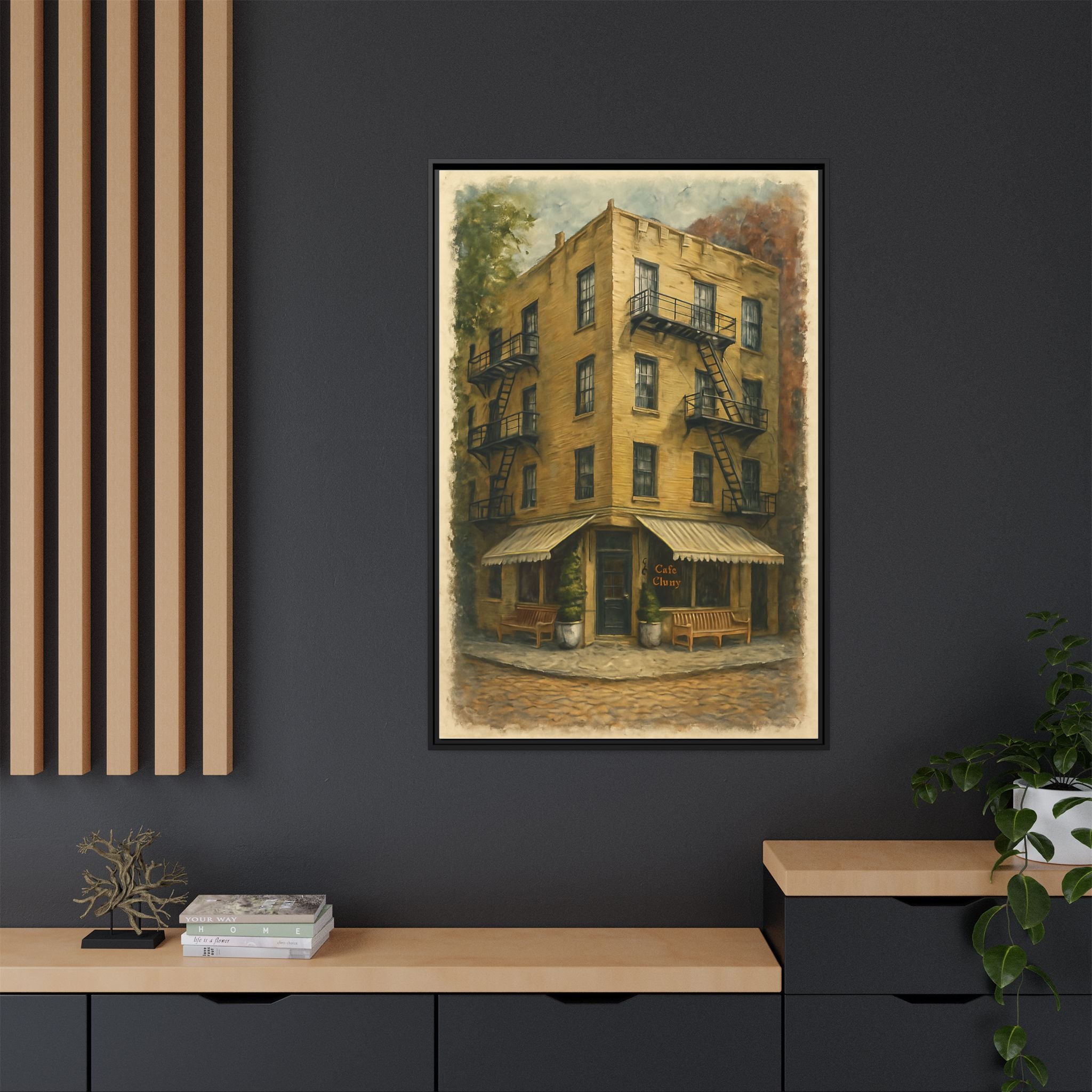Cafe Cluny — Restaurant Print | Matte Canvas + Wooden Frame