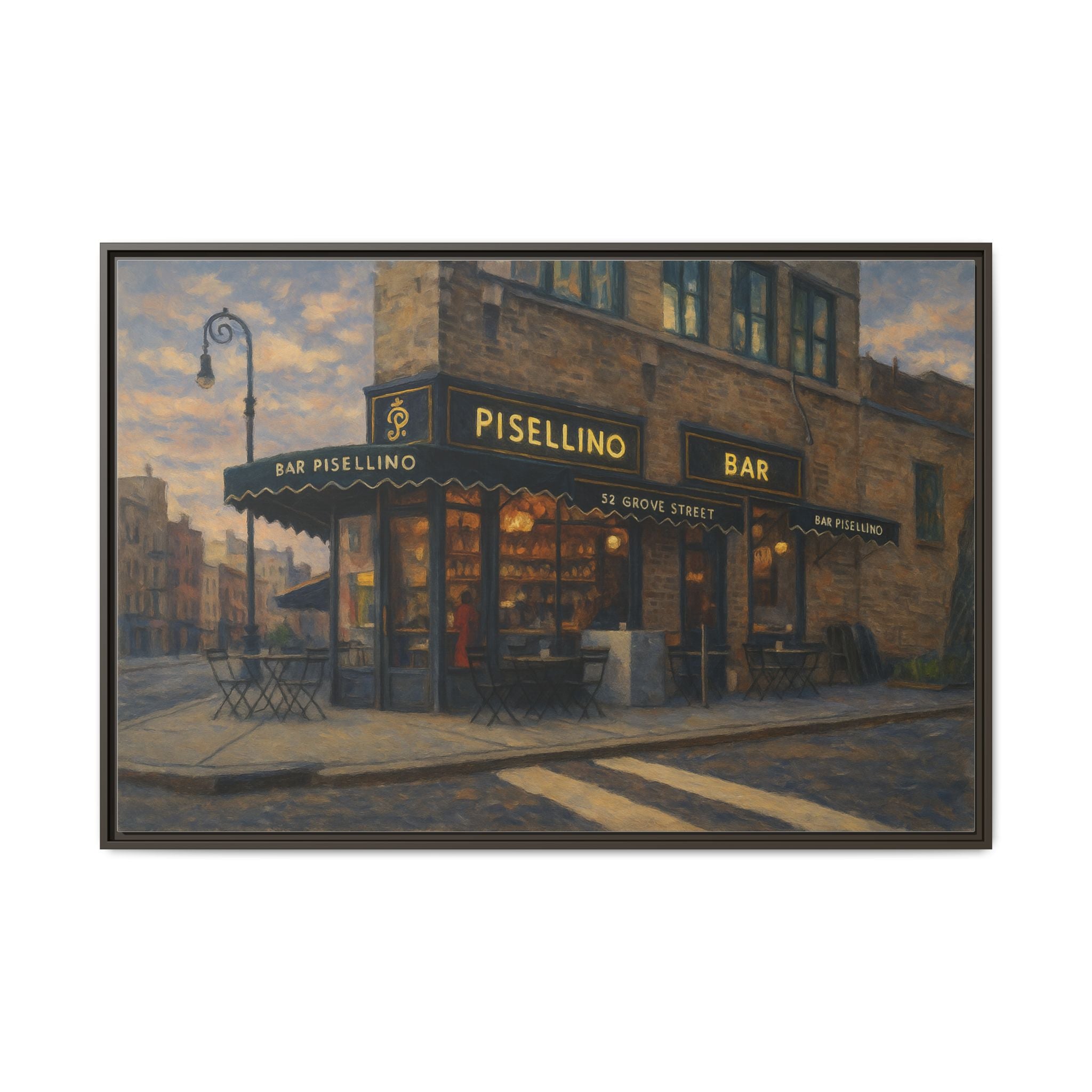 Bar Pisellino — Restaurant Print | Matte Canvas + Wooden Frame