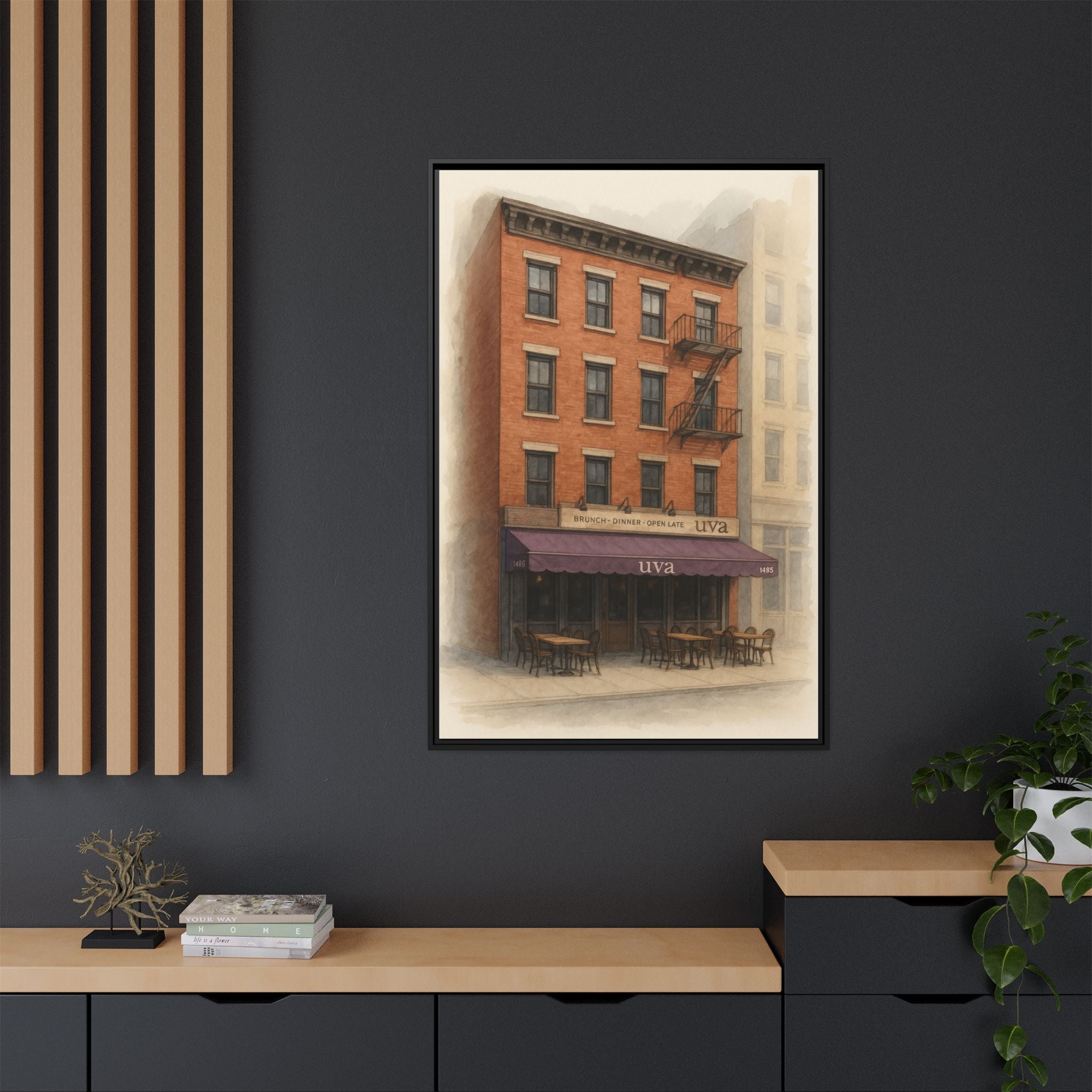 Uva Restaurant Print — Restaurant Print | Matte Canvas + Wooden Frame
