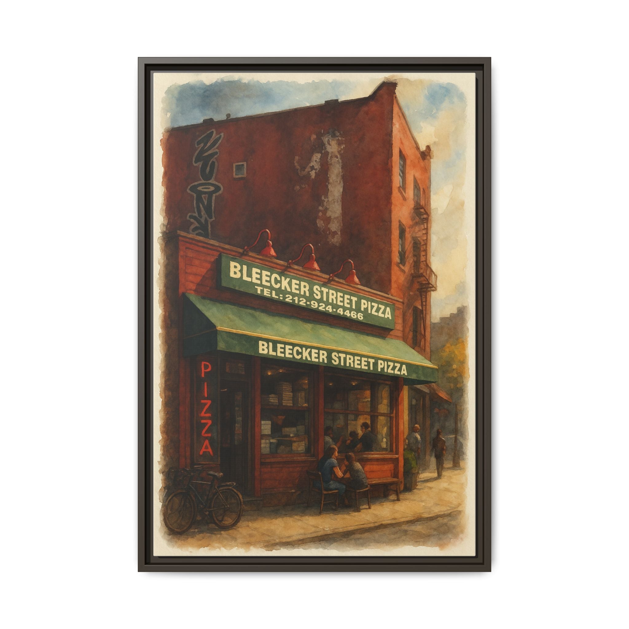 Bleecker Street Pizza — Restaurant Print | Matte Canvas + Wooden Frame