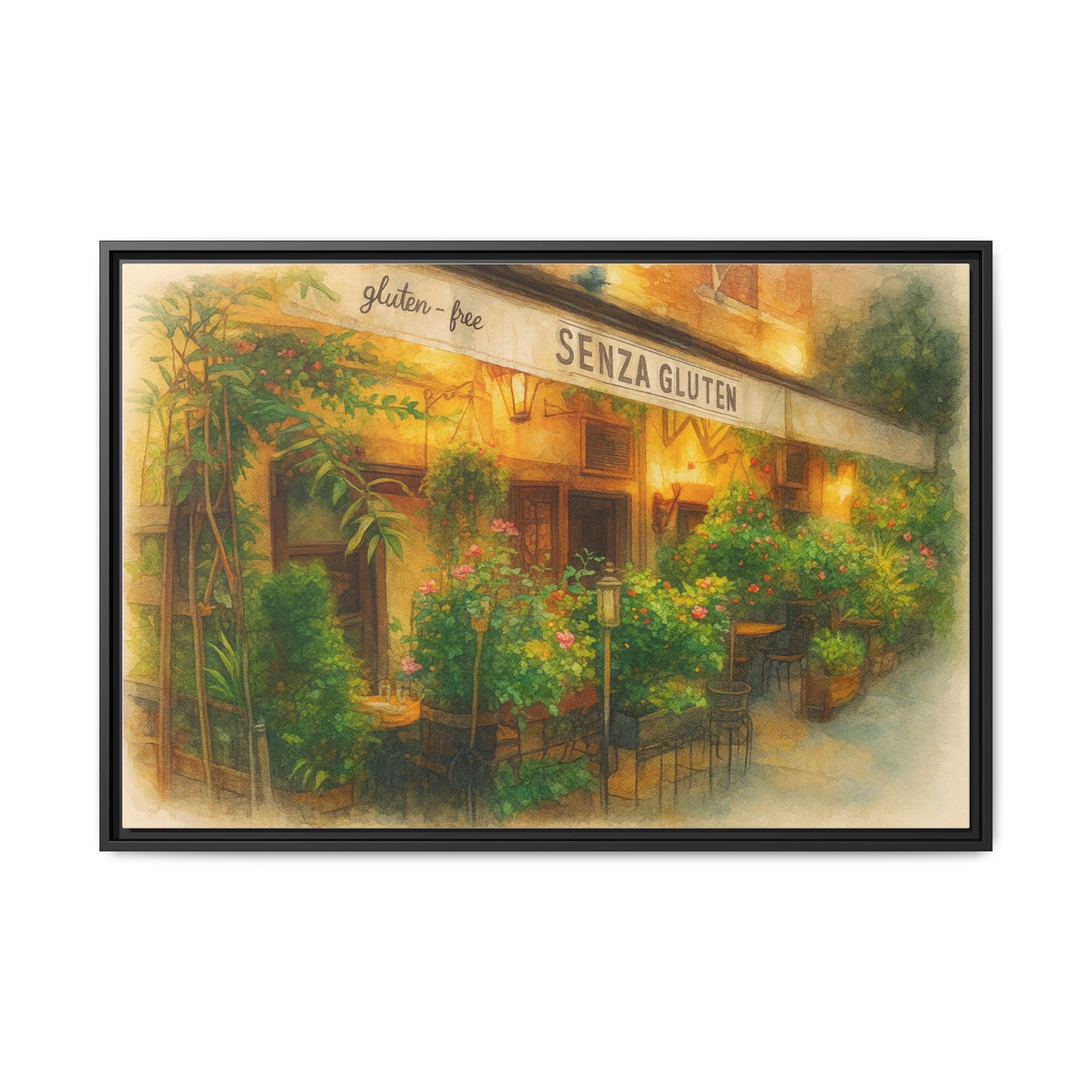 Senza Gluten — Restaurant Print | Matte Canvas + Wooden Frame