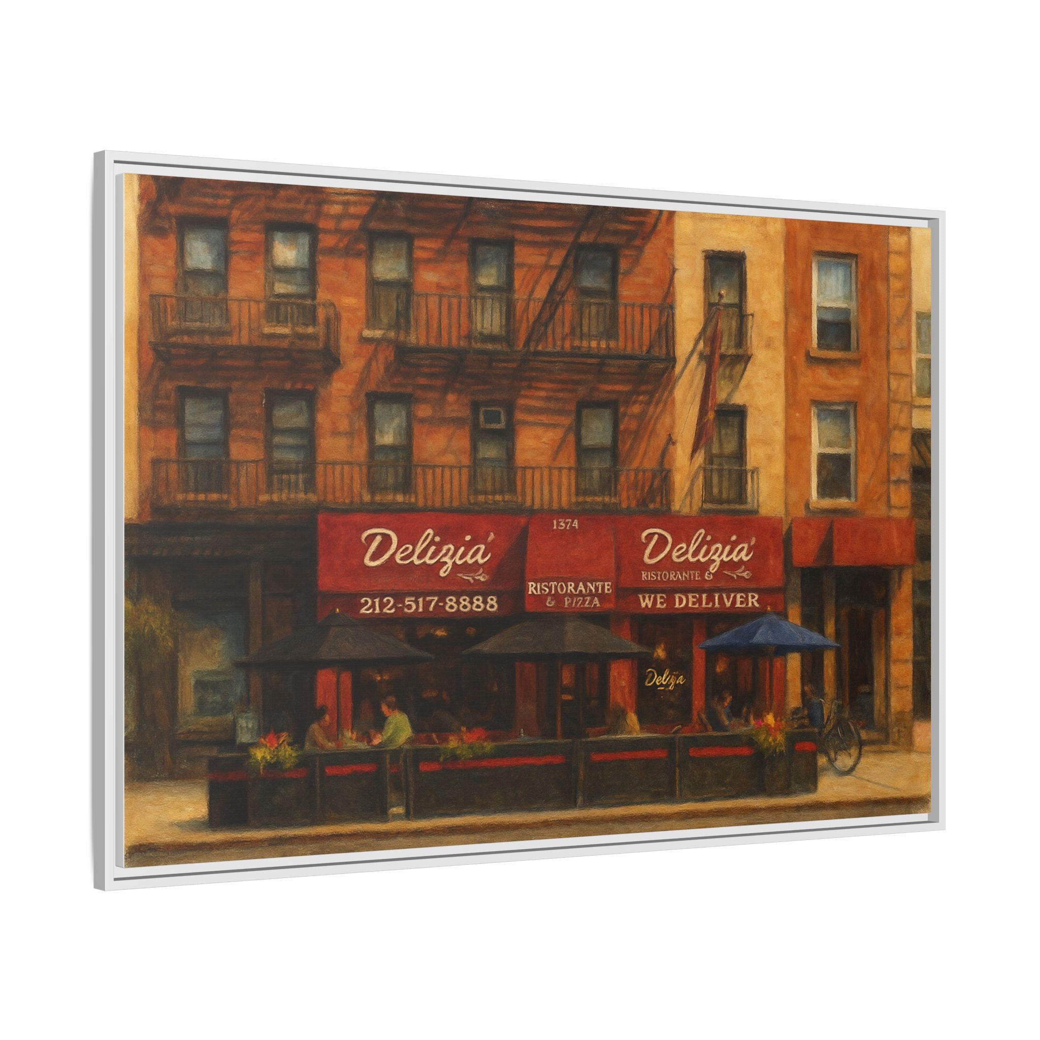 Delizia Pizza — Restaurant Print | Matte Canvas + Wooden Frame