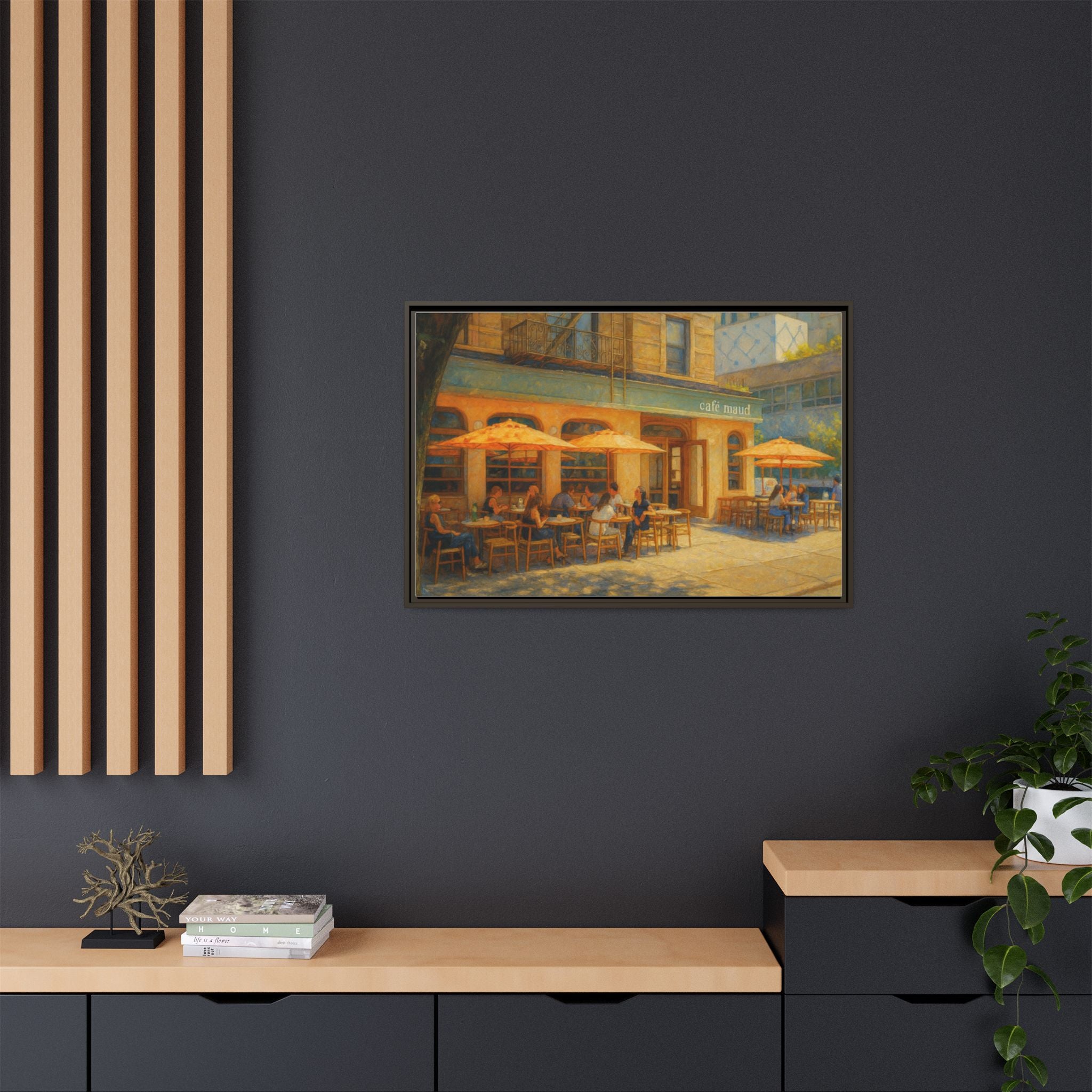 Café Maud — Restaurant Print | Matte Canvas + Wooden Frame