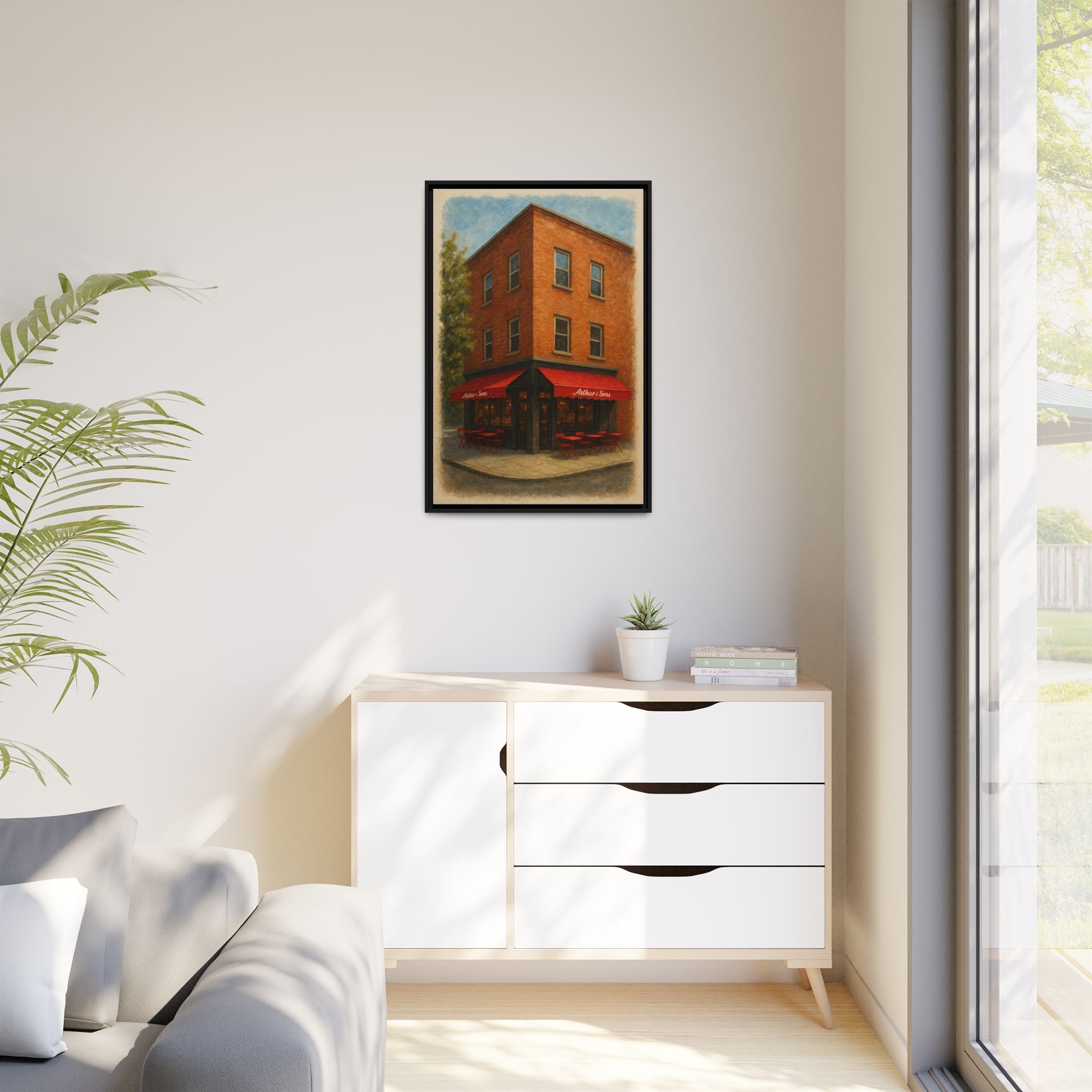 Arthur and Sons — Restaurant Print | Matte Canvas + Wooden Frame