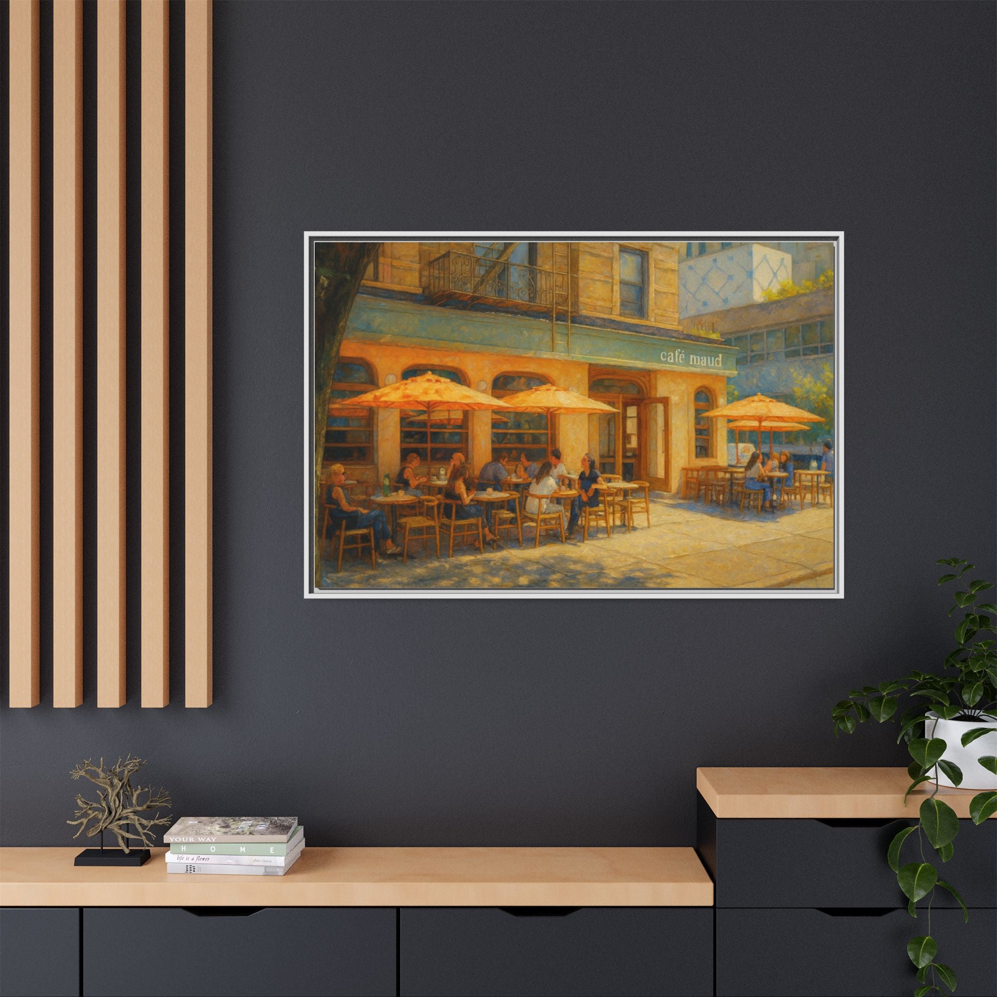 Café Maud — Restaurant Print | Matte Canvas + Wooden Frame