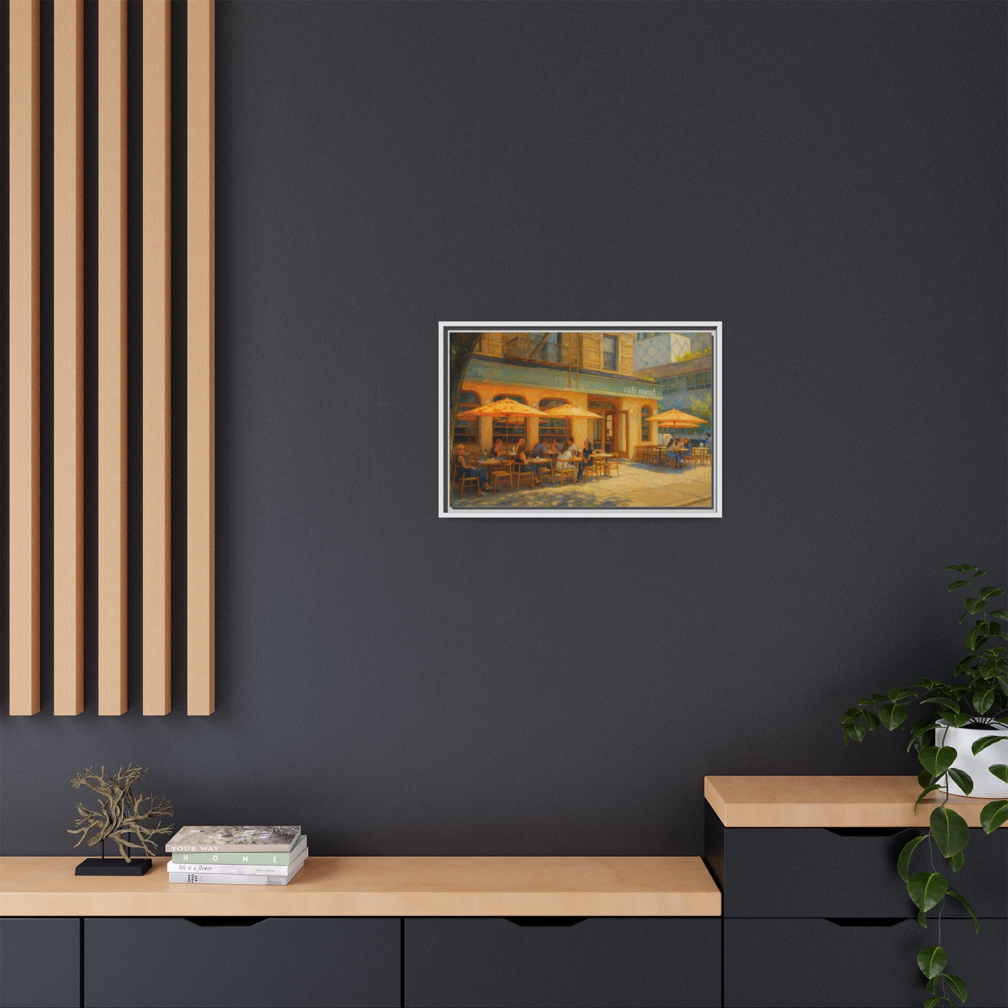 Café Maud — Restaurant Print | Matte Canvas + Wooden Frame