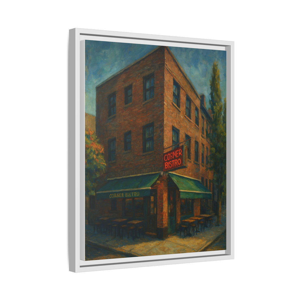 Corner Bistro  — Restaurant Print | Matte Canvas + Wooden Frame