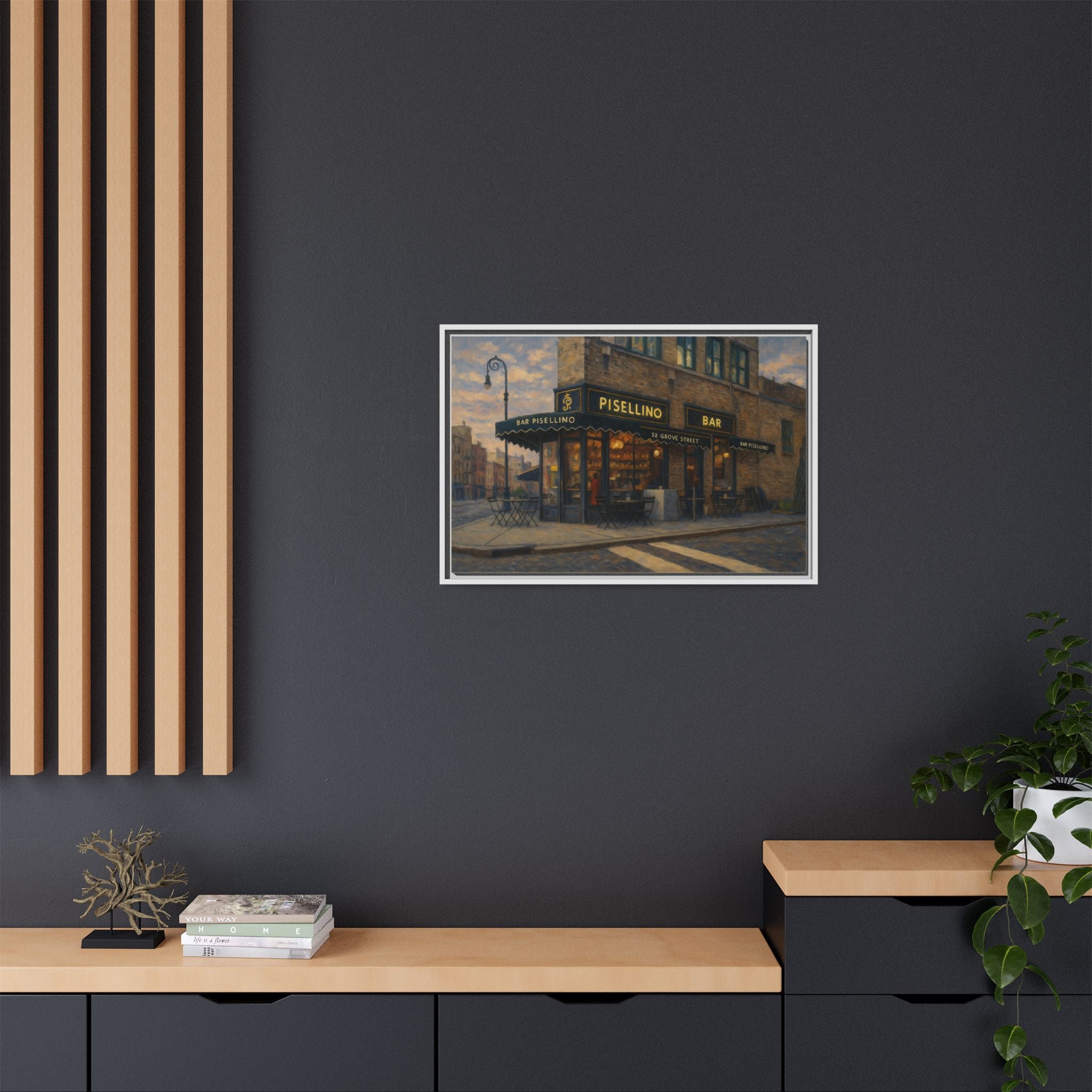 Bar Pisellino — Restaurant Print | Matte Canvas + Wooden Frame