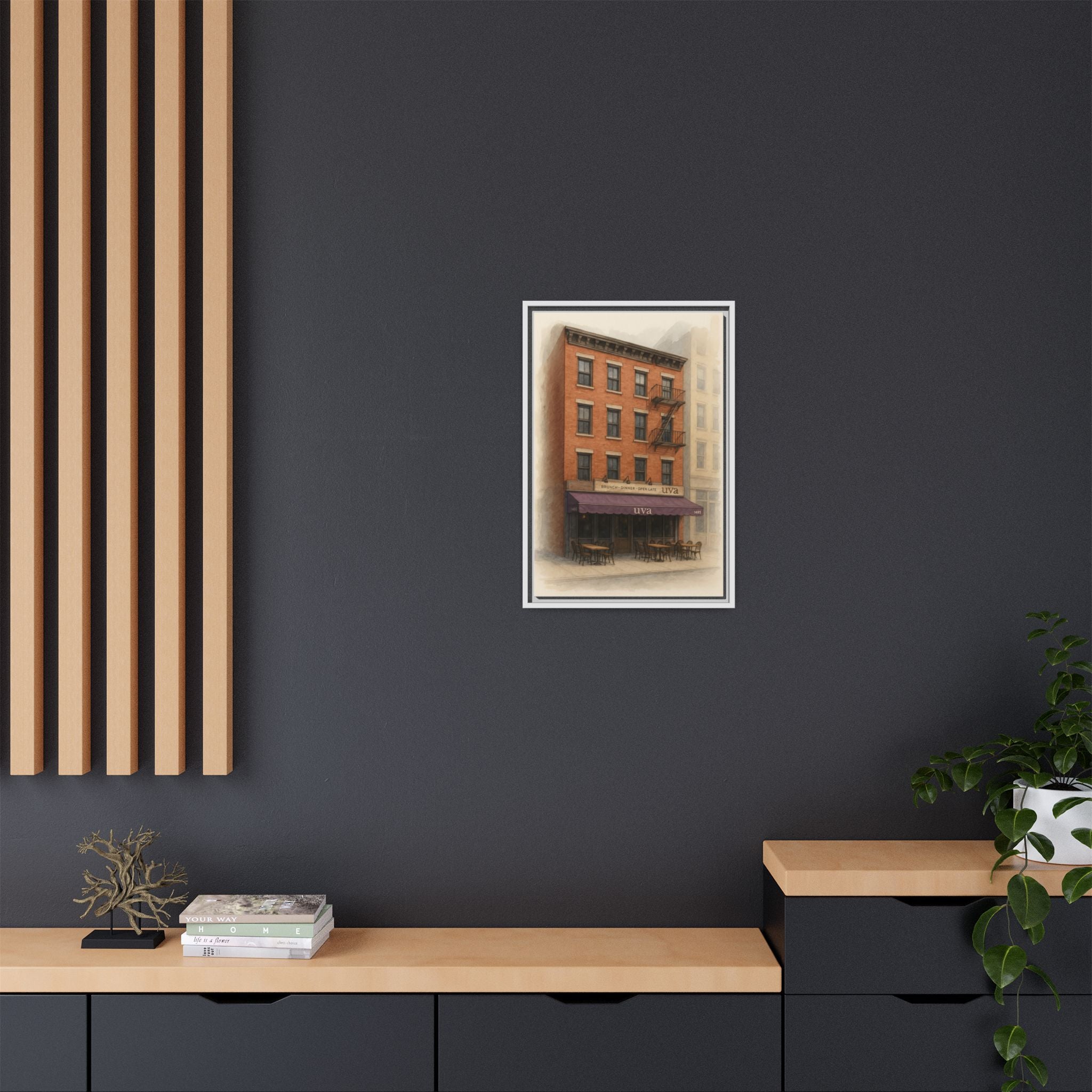 Uva Restaurant Print — Restaurant Print | Matte Canvas + Wooden Frame