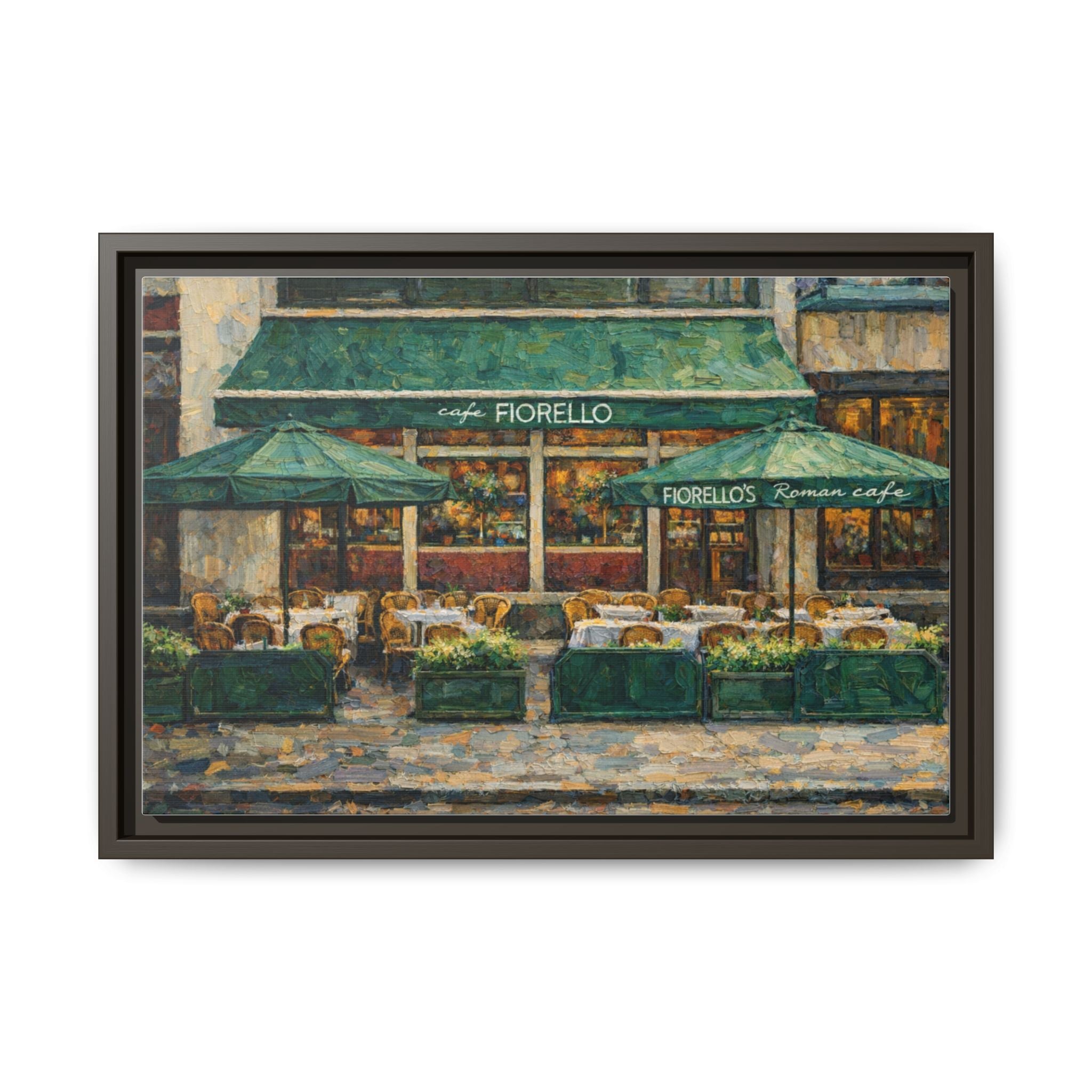 Cafe Fiorello — Restaurant Print | Matte Canvas + Wooden Frame