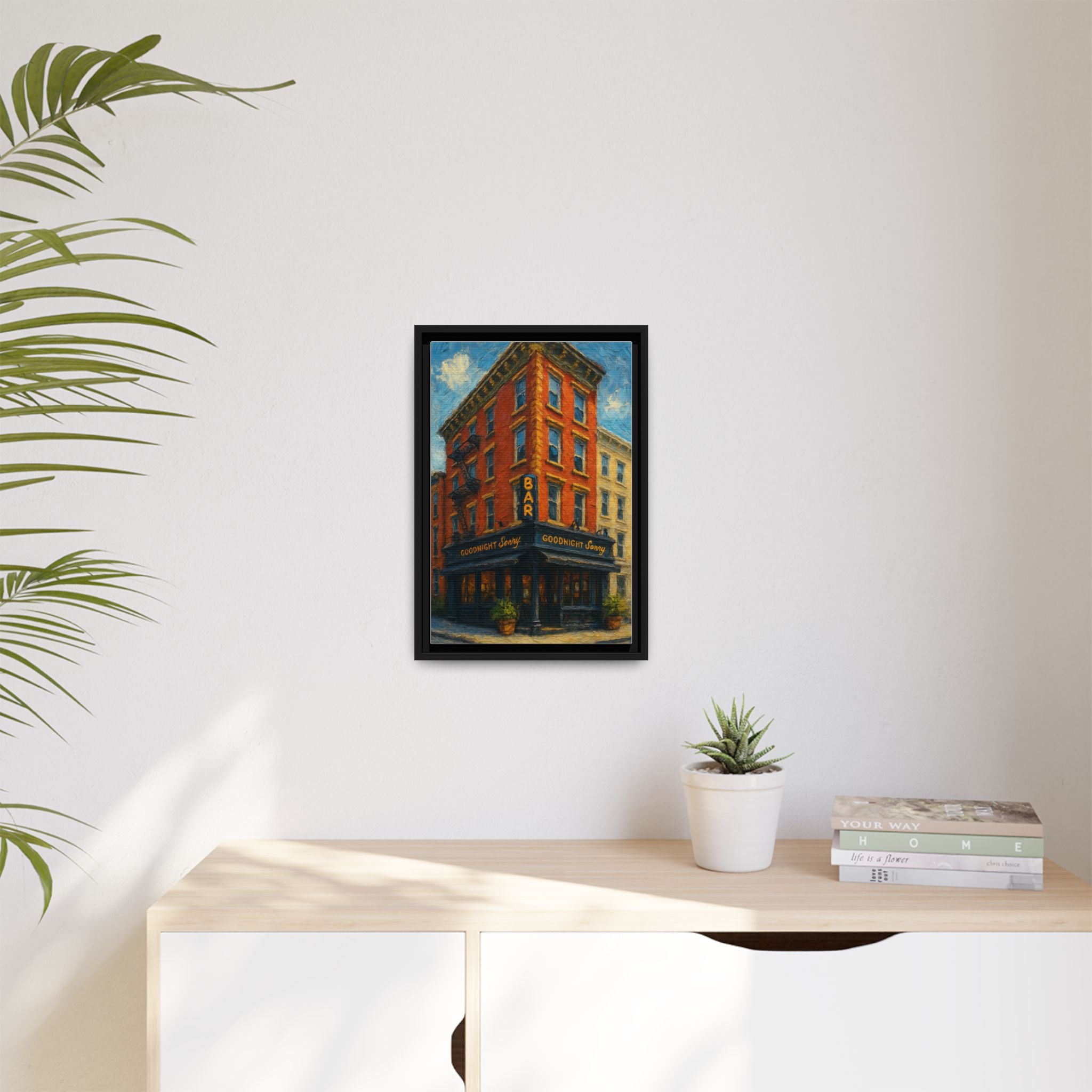Goodnight Sonny — Restaurant Print | Matte Canvas + Wooden Frame