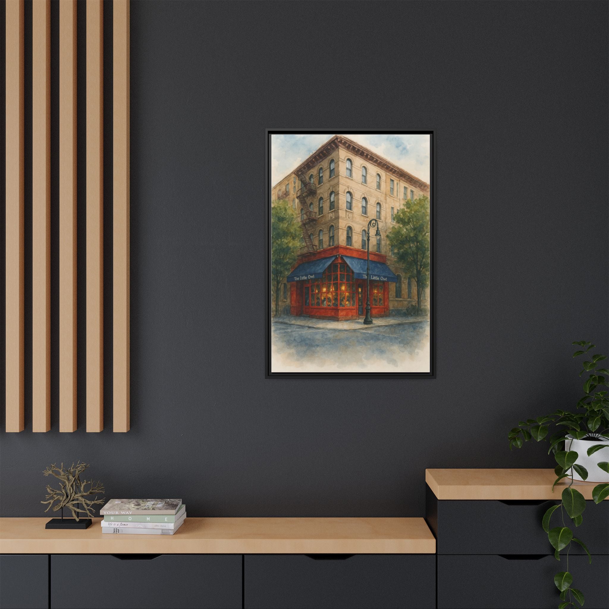 The Little Owl — Restaurant Print | Matte Canvas + Wooden Frame
