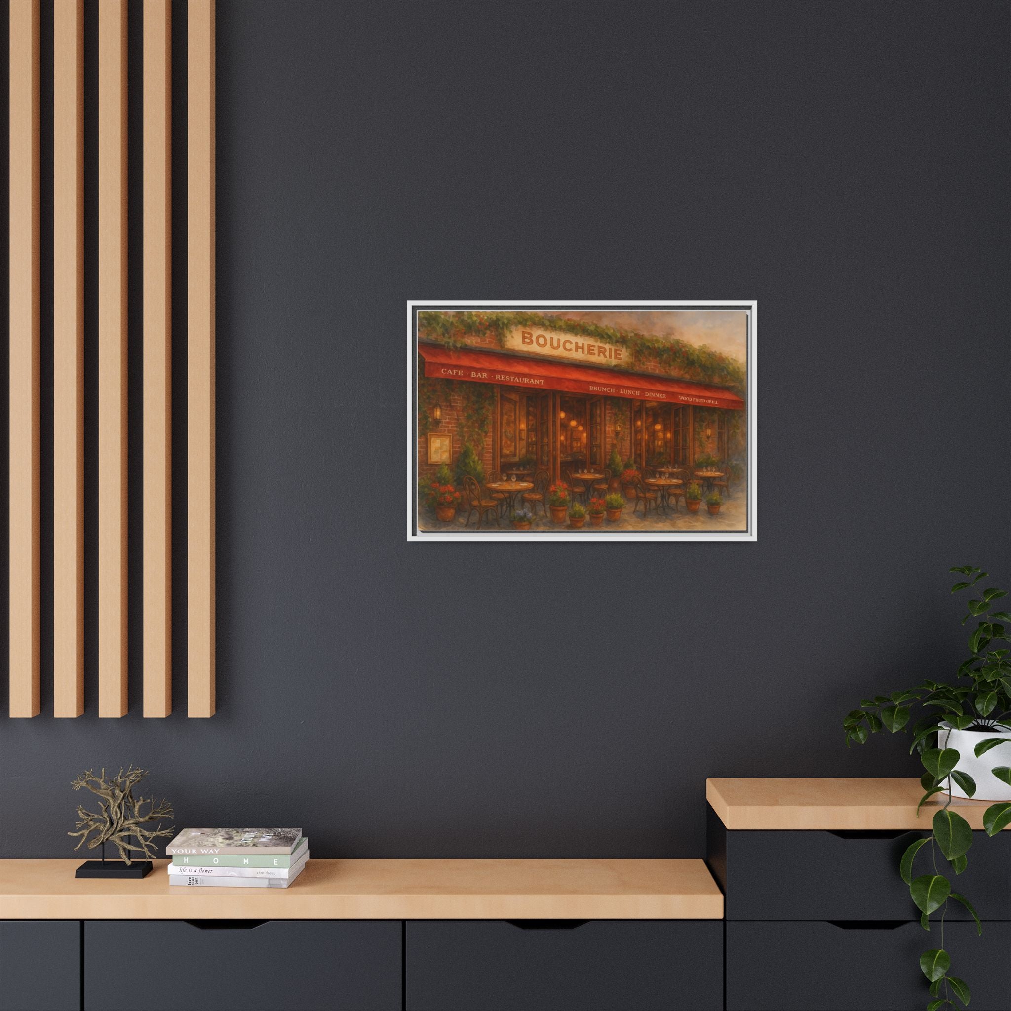 Boucherie — Restaurant Print | Matte Canvas + Wooden Frame
