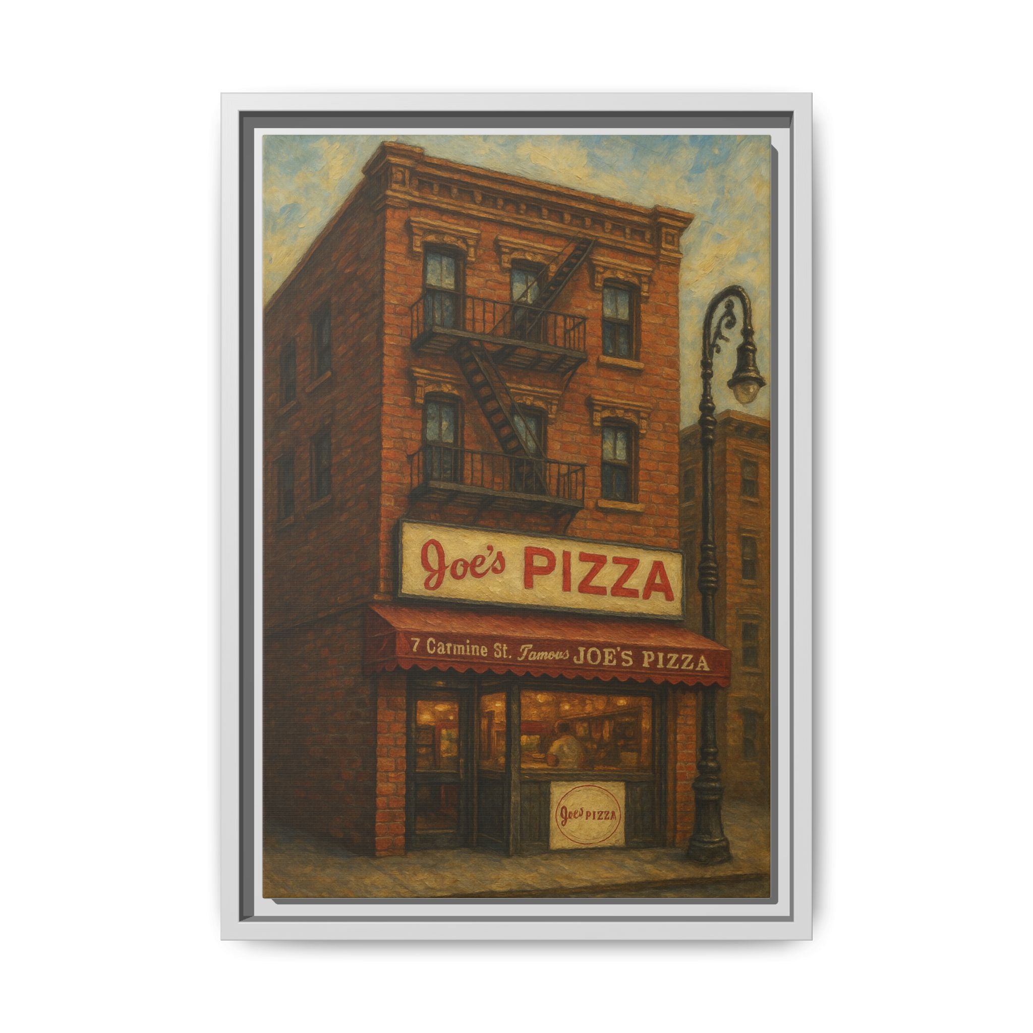 Joe's Pizza — Restaurant Print | Matte Canvas + Wooden Frame