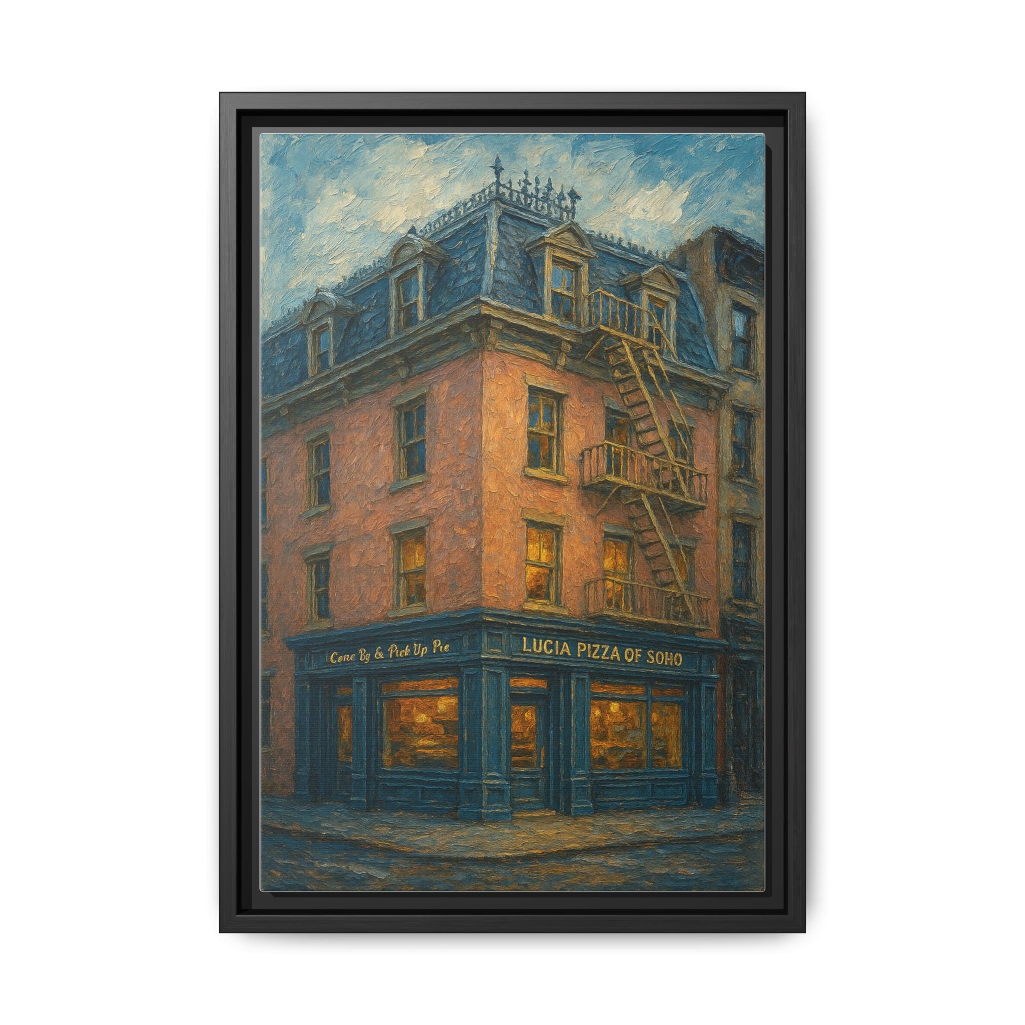 Lucia Pizza of Soho — Restaurant Print | Matte Canvas + Wooden Frame