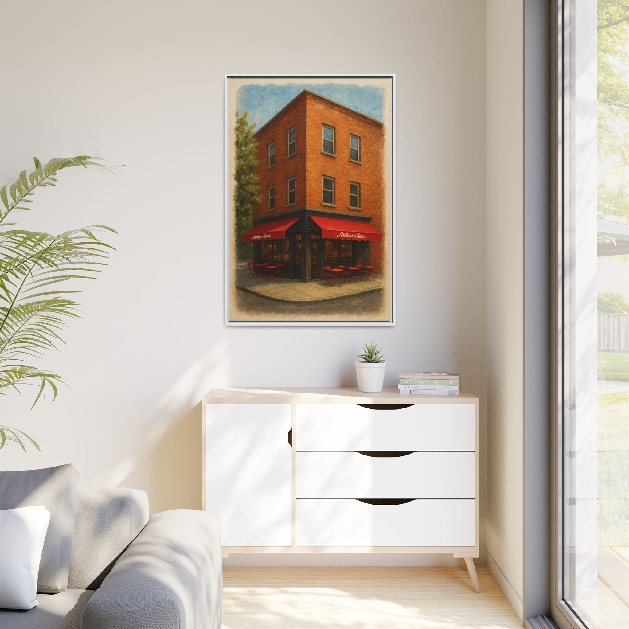 Arthur and Sons — Restaurant Print | Matte Canvas + Wooden Frame