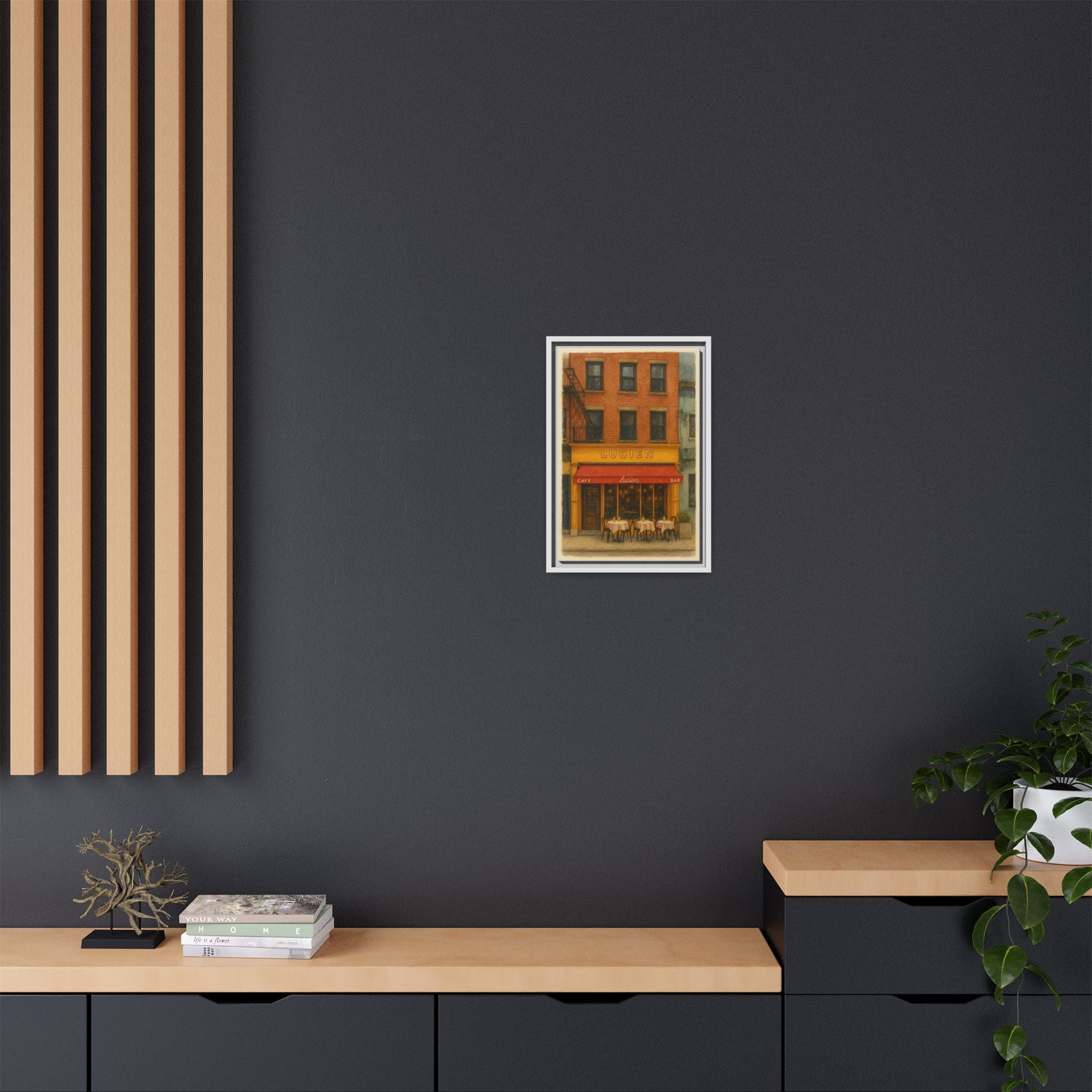 Lucien Restaurant — Restaurant Print | Matte Canvas + Wooden Frame