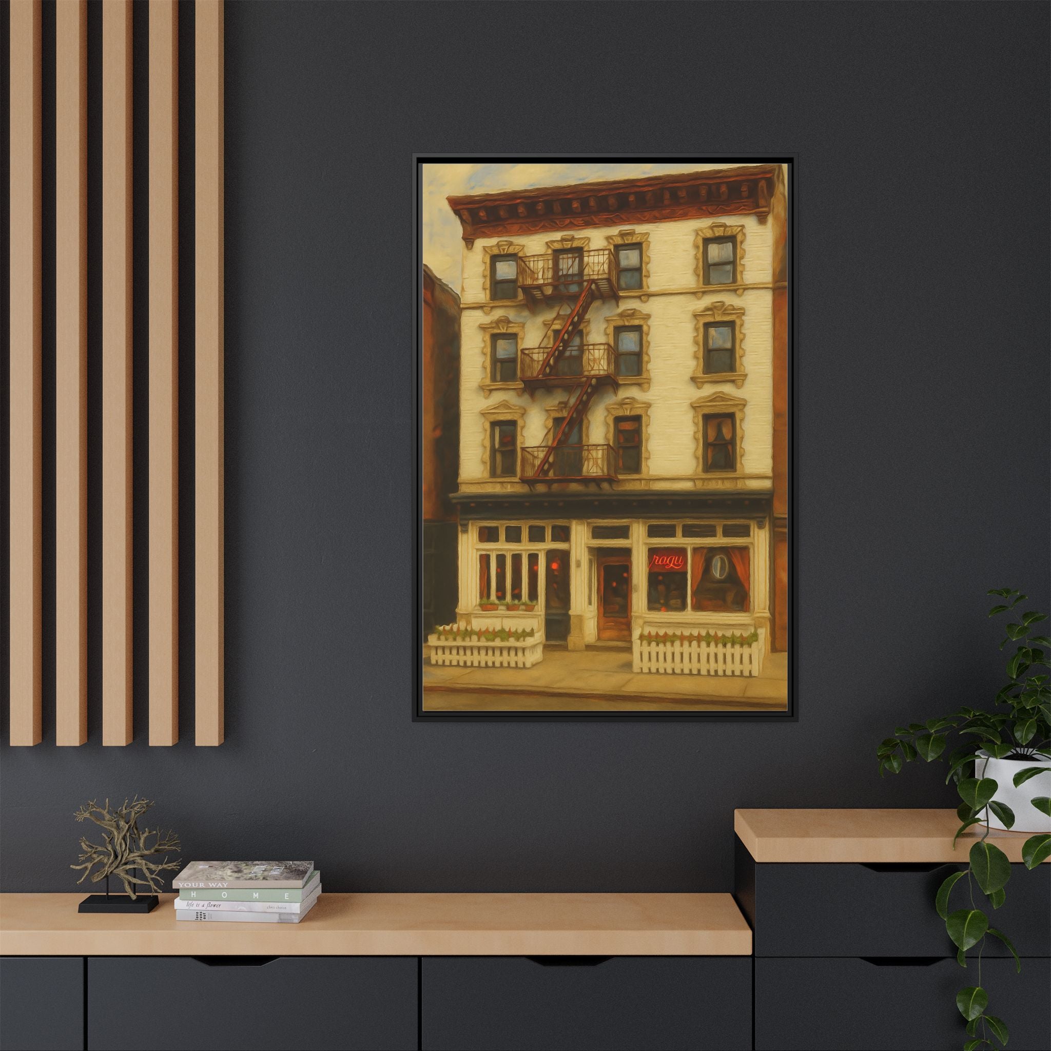 Frank — Restaurant Print | Matte Canvas + Wooden Frame