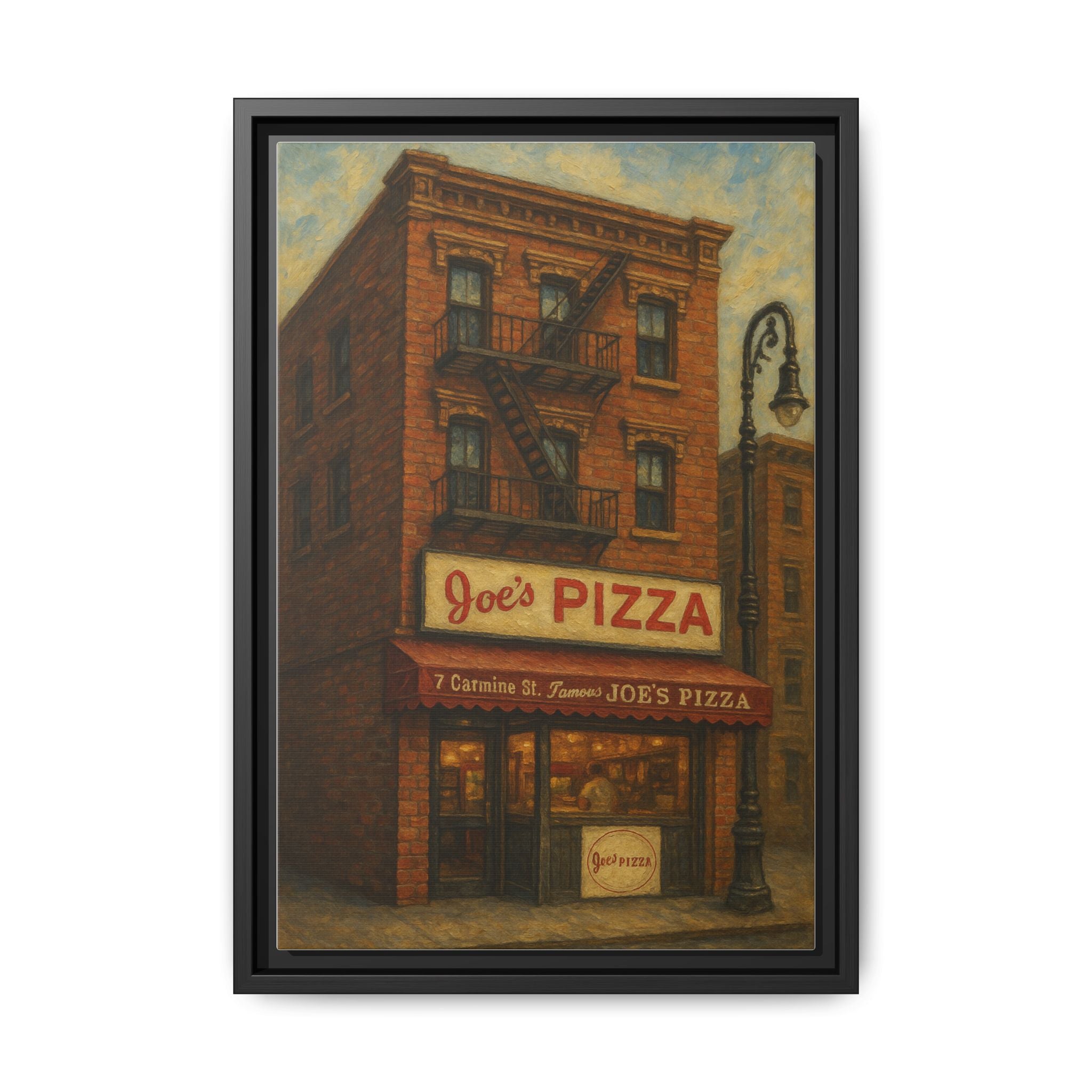 Joe's Pizza — Restaurant Print | Matte Canvas + Wooden Frame