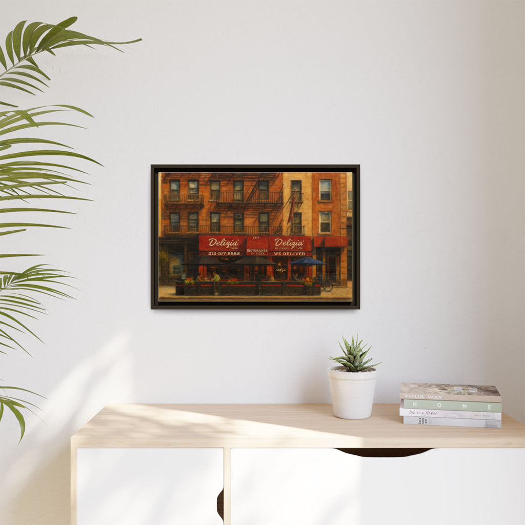 Delizia Pizza — Restaurant Print | Matte Canvas + Wooden Frame