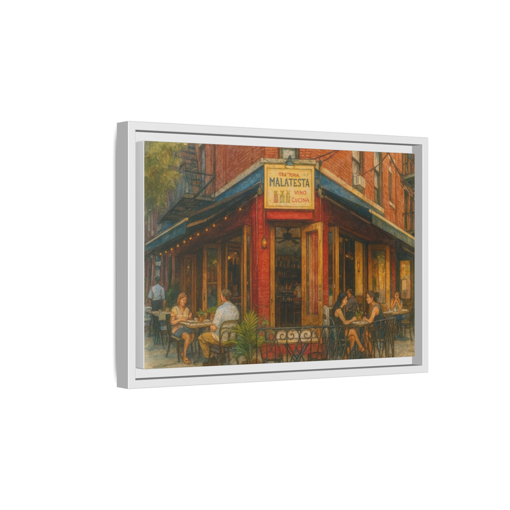 Malatesta Trattoria — Restaurant Print | Matte Canvas + Wooden Frame