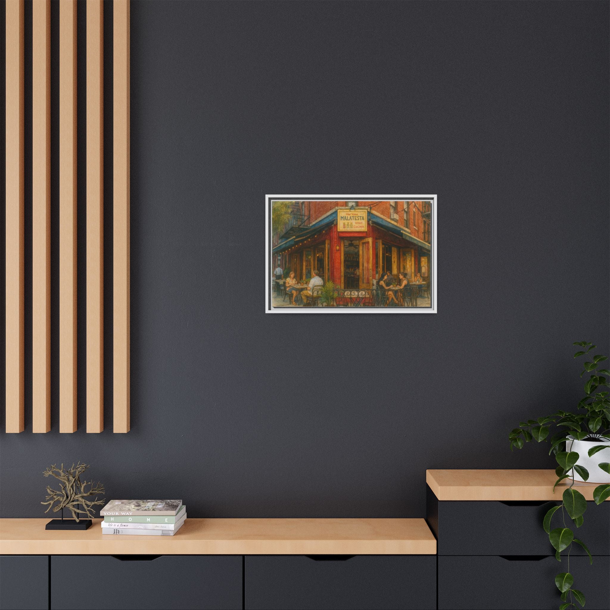Malatesta Trattoria — Restaurant Print | Matte Canvas + Wooden Frame
