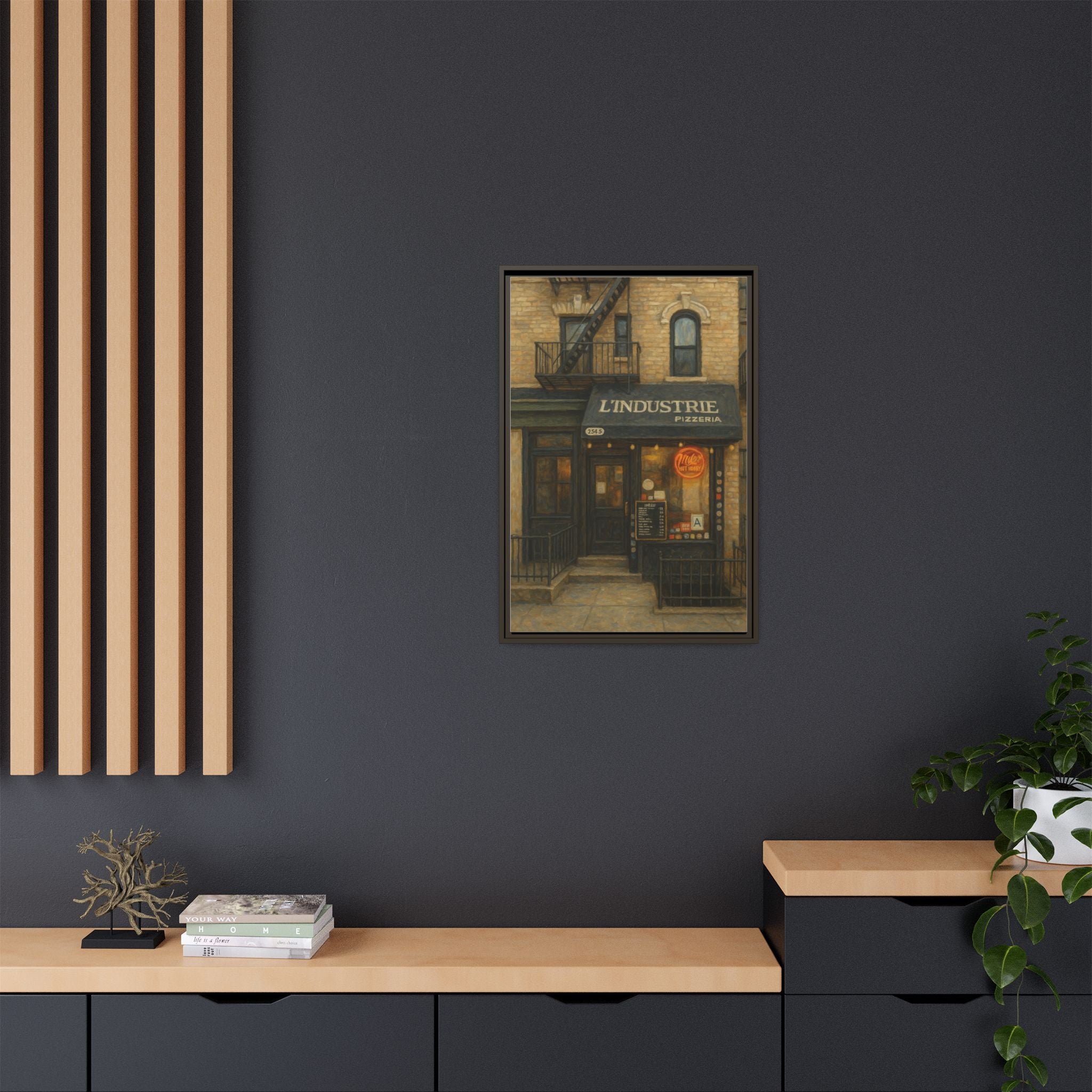 L'Industrie Pizza — Restaurant Print | Matte Canvas + Wooden Frame