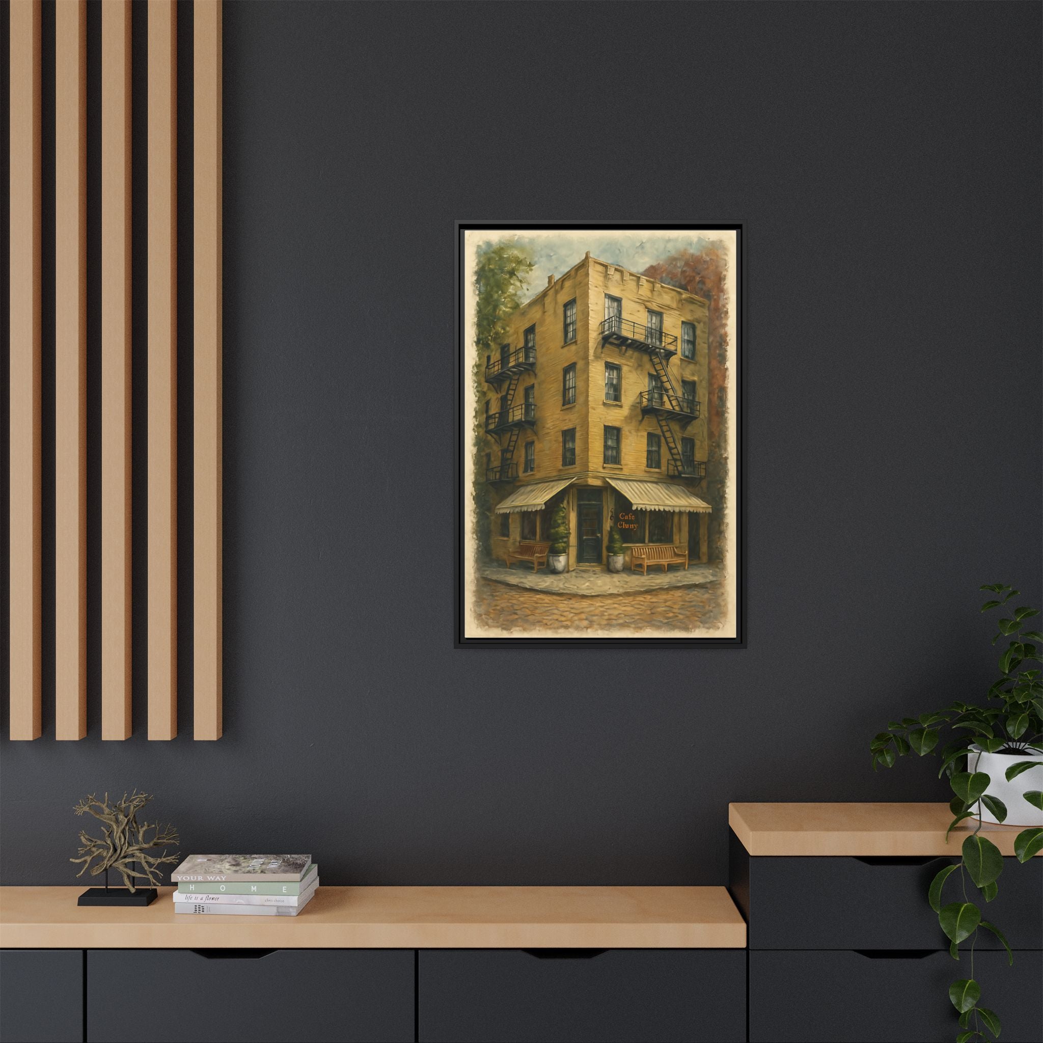 Cafe Cluny — Restaurant Print | Matte Canvas + Wooden Frame