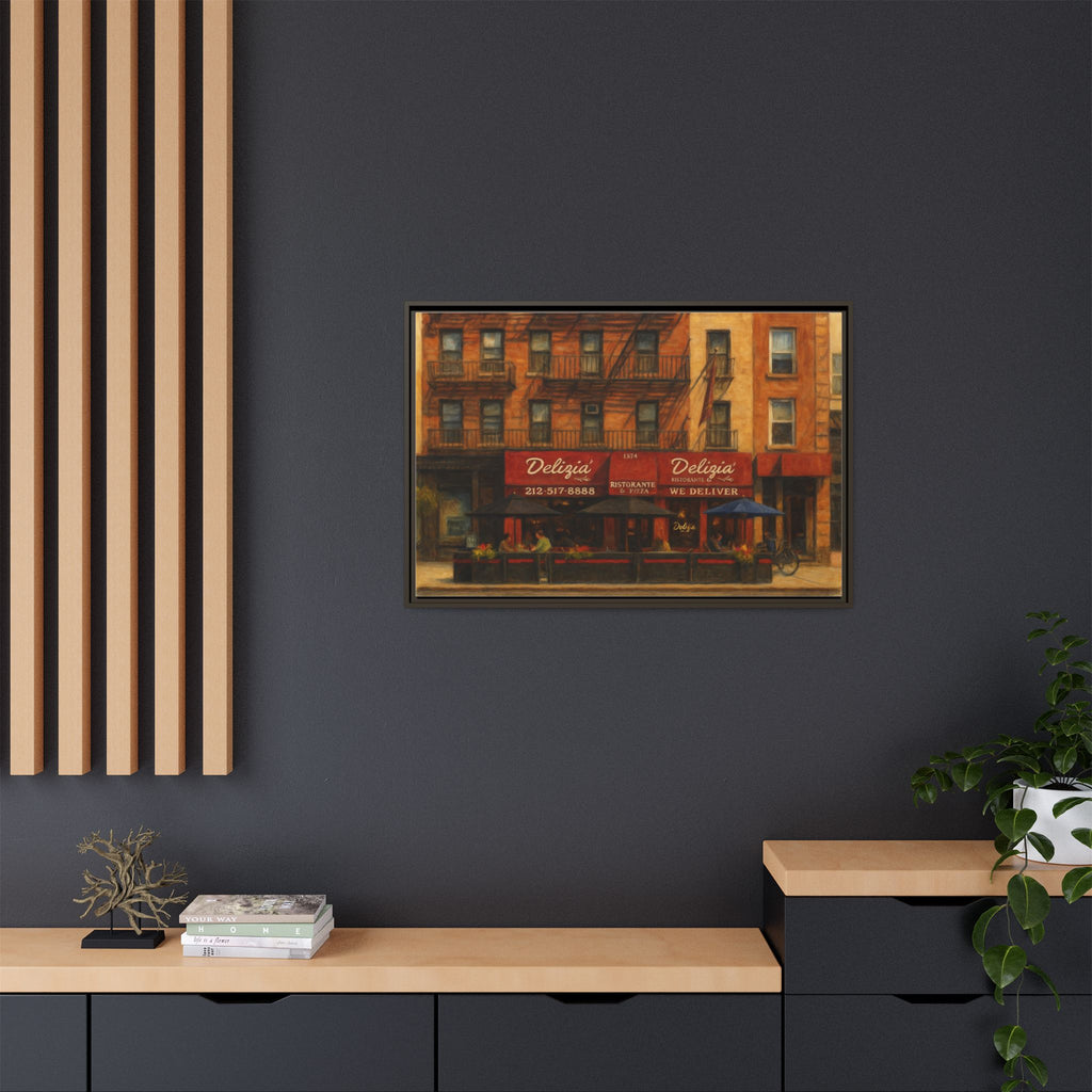 Delizia Pizza — Restaurant Print | Matte Canvas + Wooden Frame