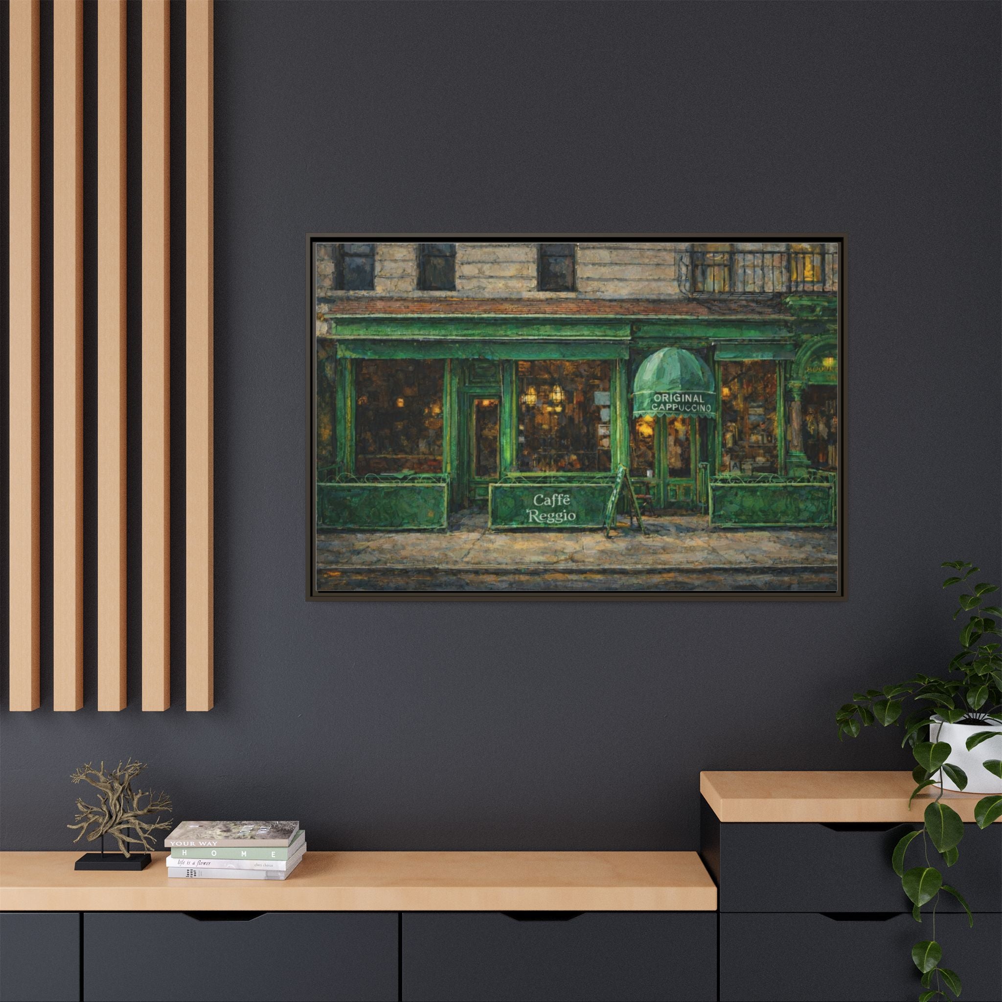 Caffe Reggio — Restaurant Print | Matte Canvas + Wooden Frame