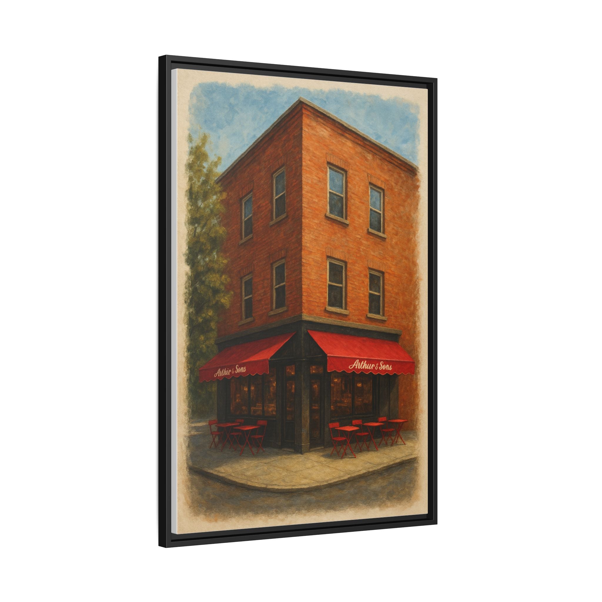Arthur and Sons — Restaurant Print | Matte Canvas + Wooden Frame