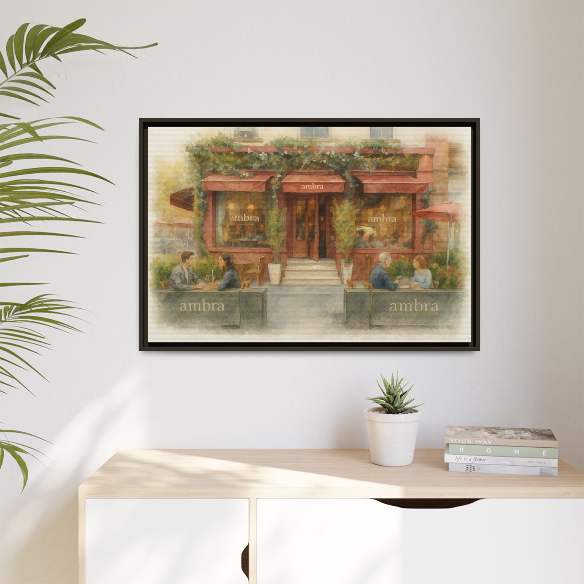 Ambra  — Restaurant Print | Matte Canvas + Wooden Frame