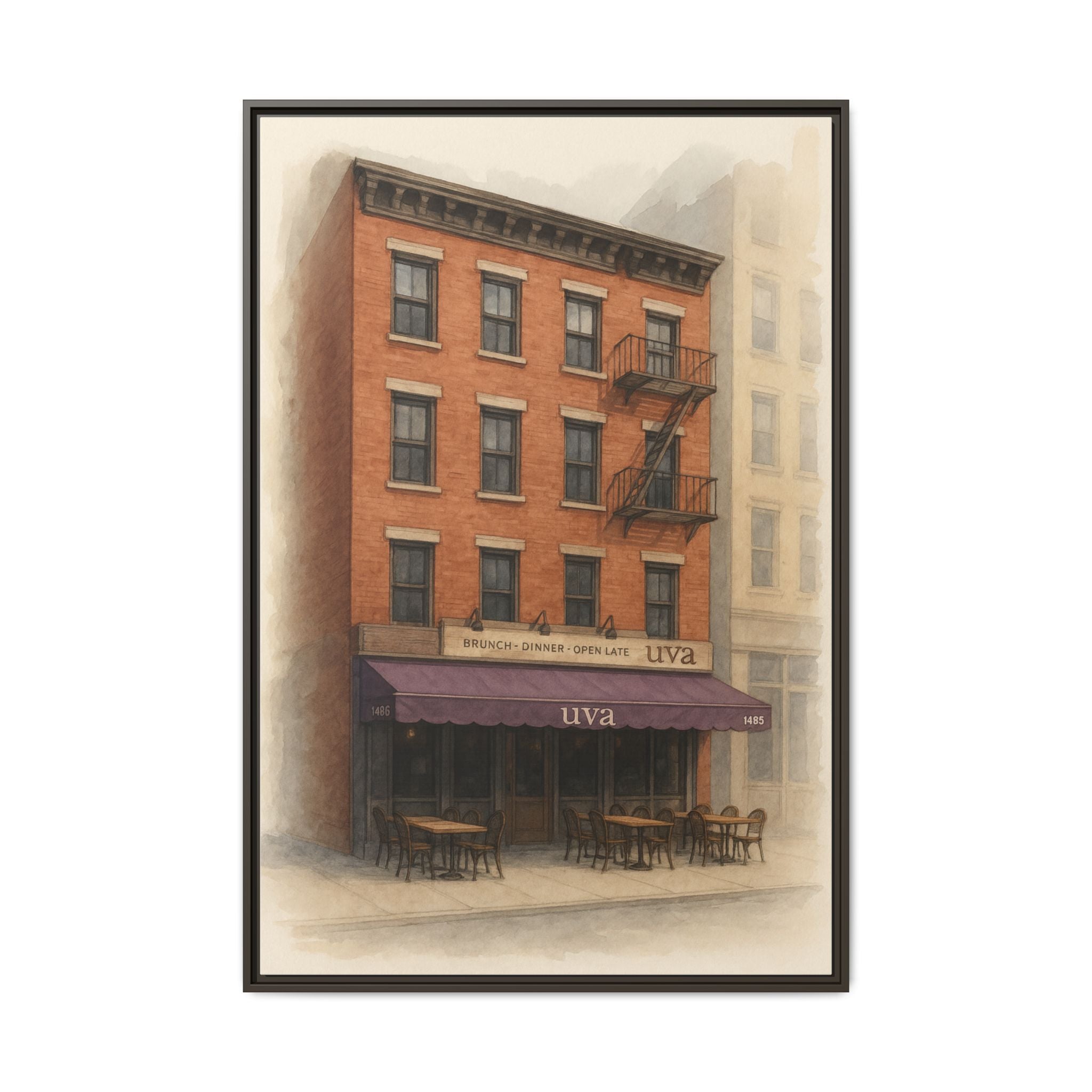 Uva Restaurant Print — Restaurant Print | Matte Canvas + Wooden Frame