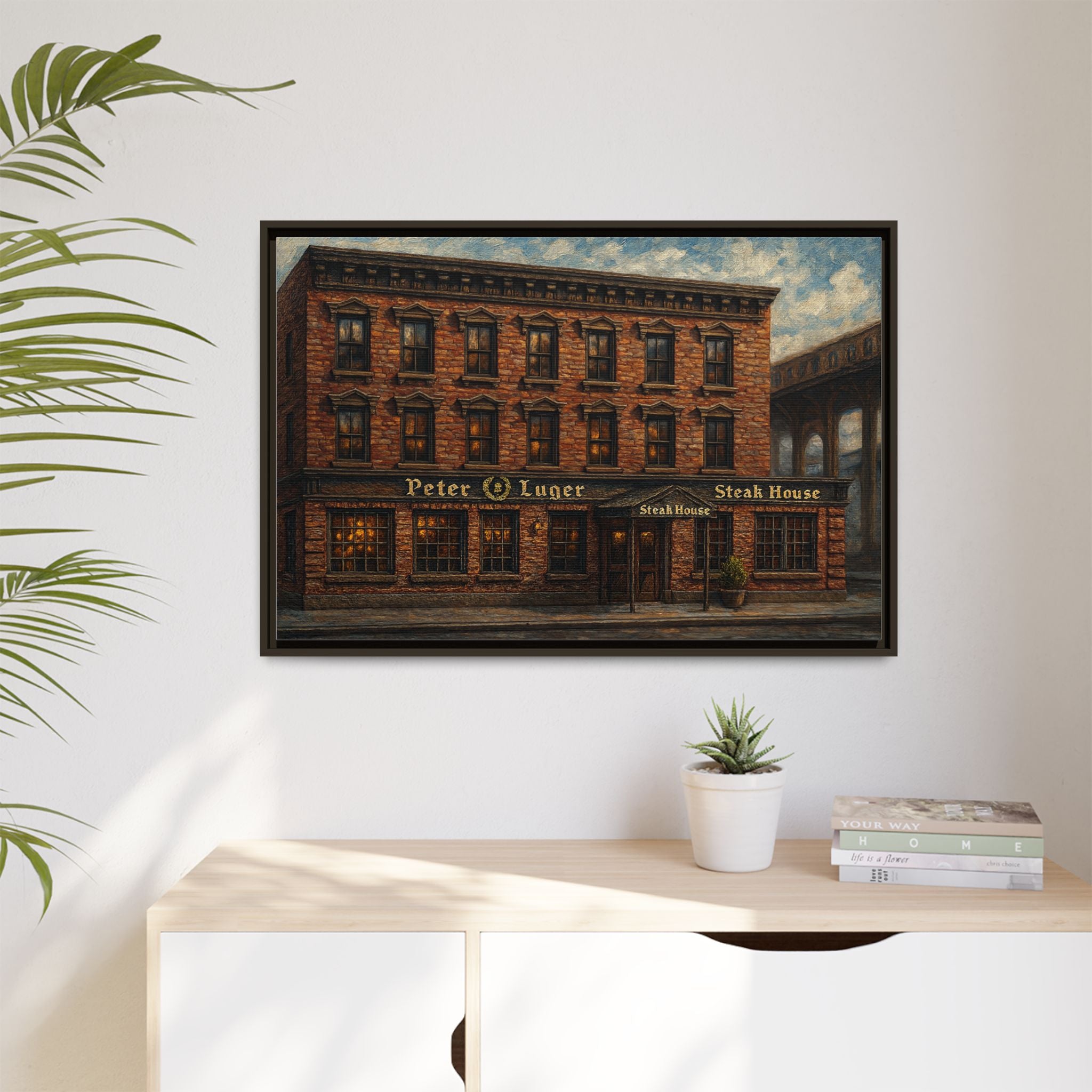 Peter Luger Steakhouse — Restaurant Print | Matte Canvas + Wooden Frame