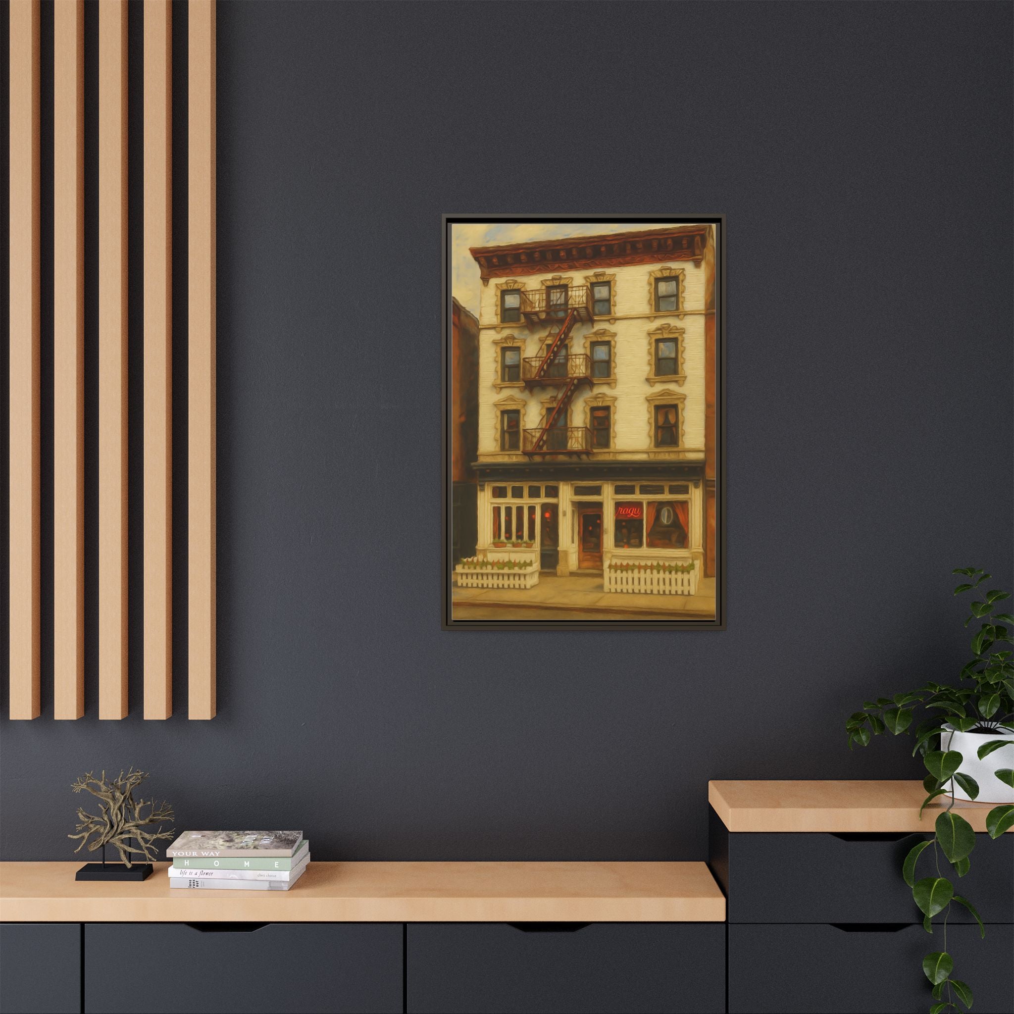 Frank — Restaurant Print | Matte Canvas + Wooden Frame