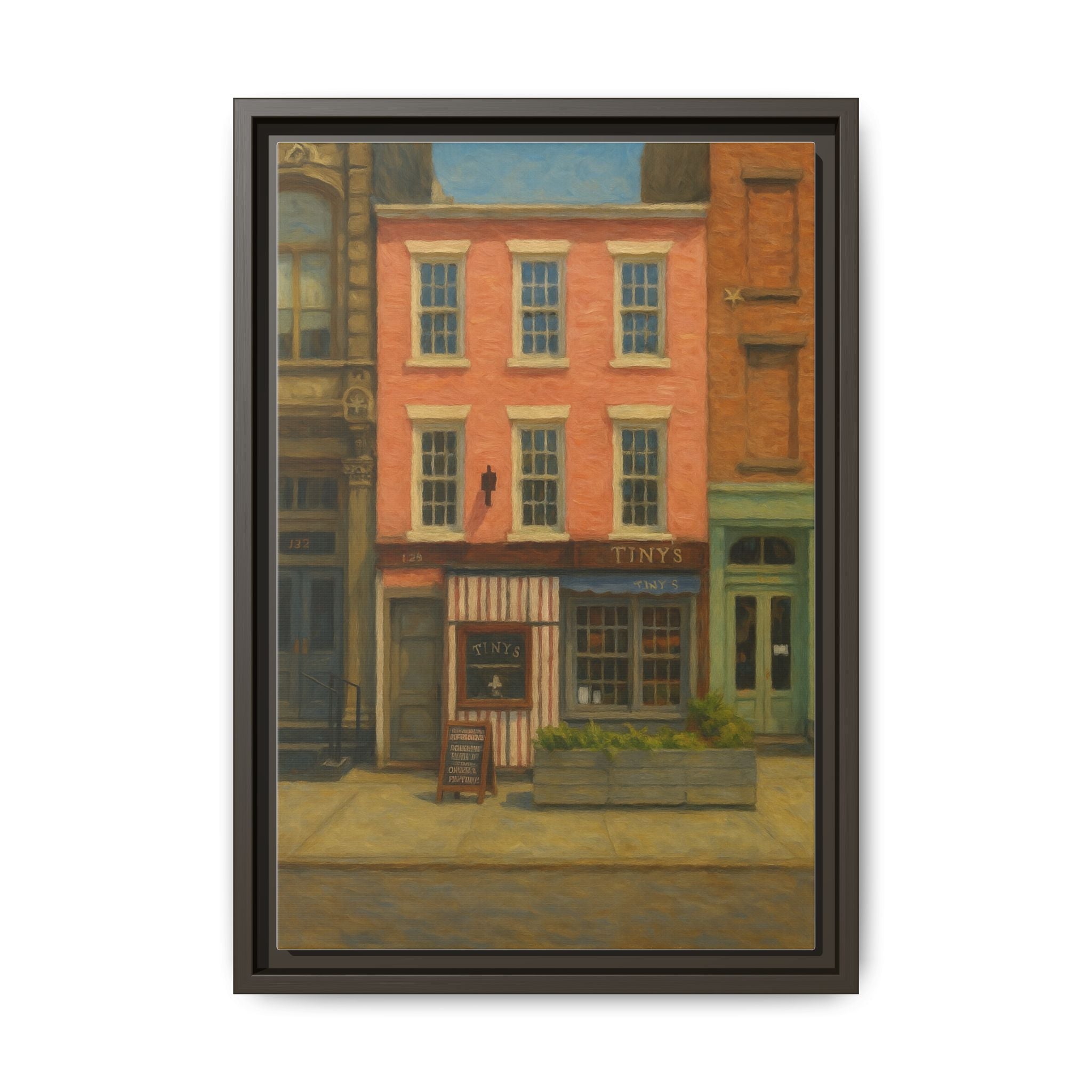 Tiny's & The Bar Upstairs — Restaurant Print | Matte Canvas + Wooden Frame