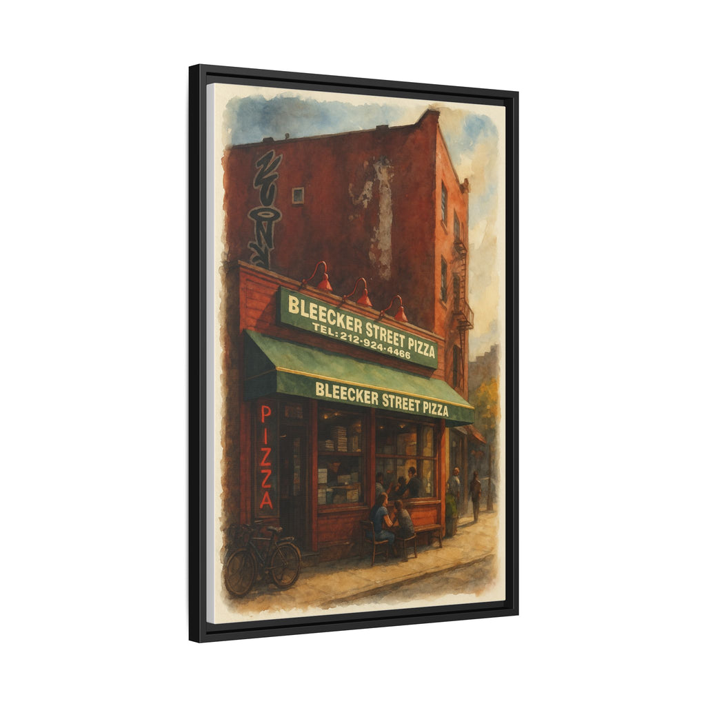 Bleecker Street Pizza — Restaurant Print | Matte Canvas + Wooden Frame