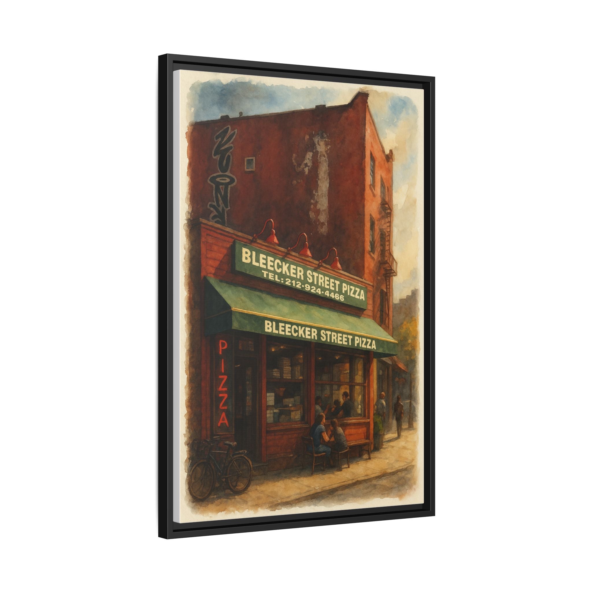 Bleecker Street Pizza — Restaurant Print | Matte Canvas + Wooden Frame