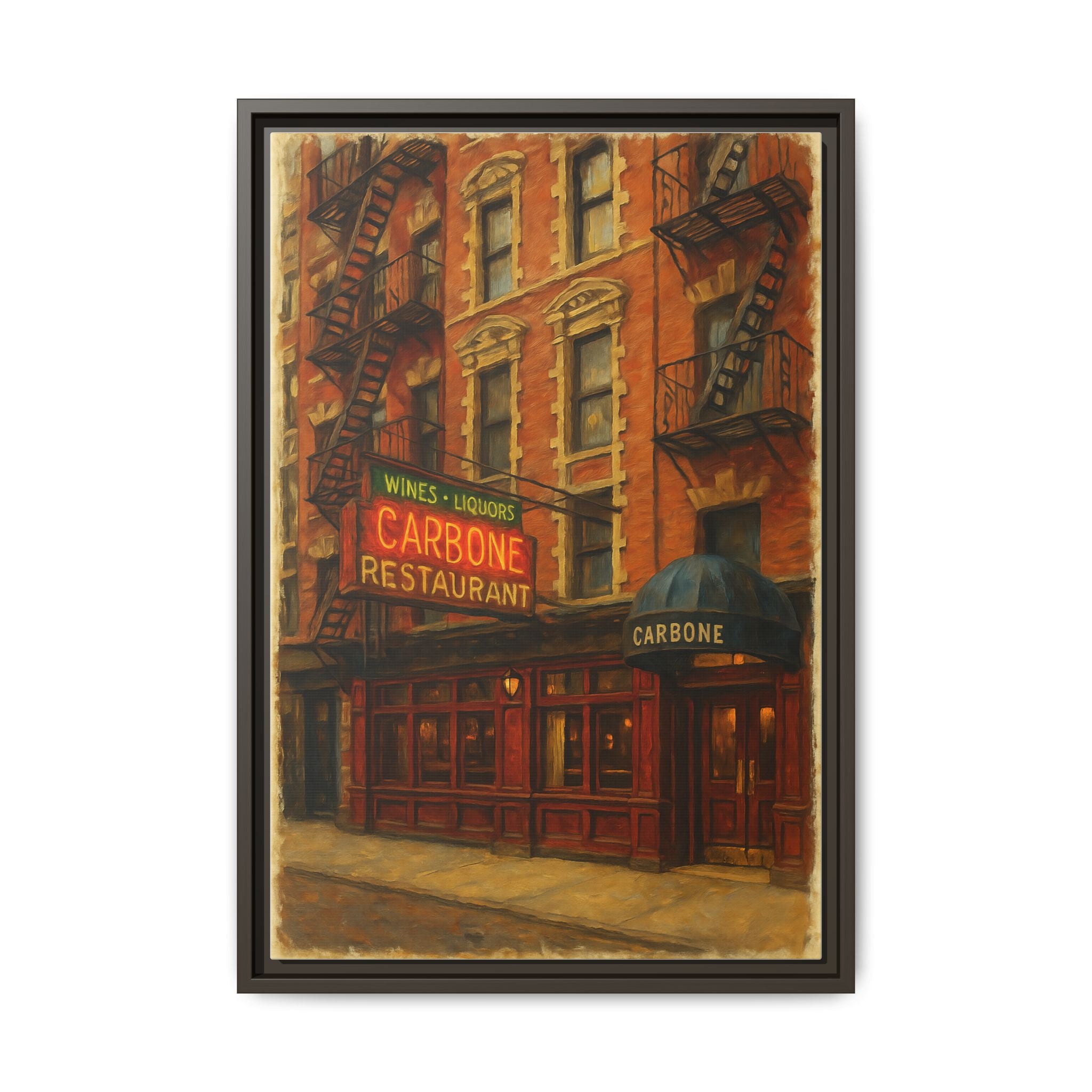 Carbone — Restaurant Print | Matte Canvas + Wooden Frame