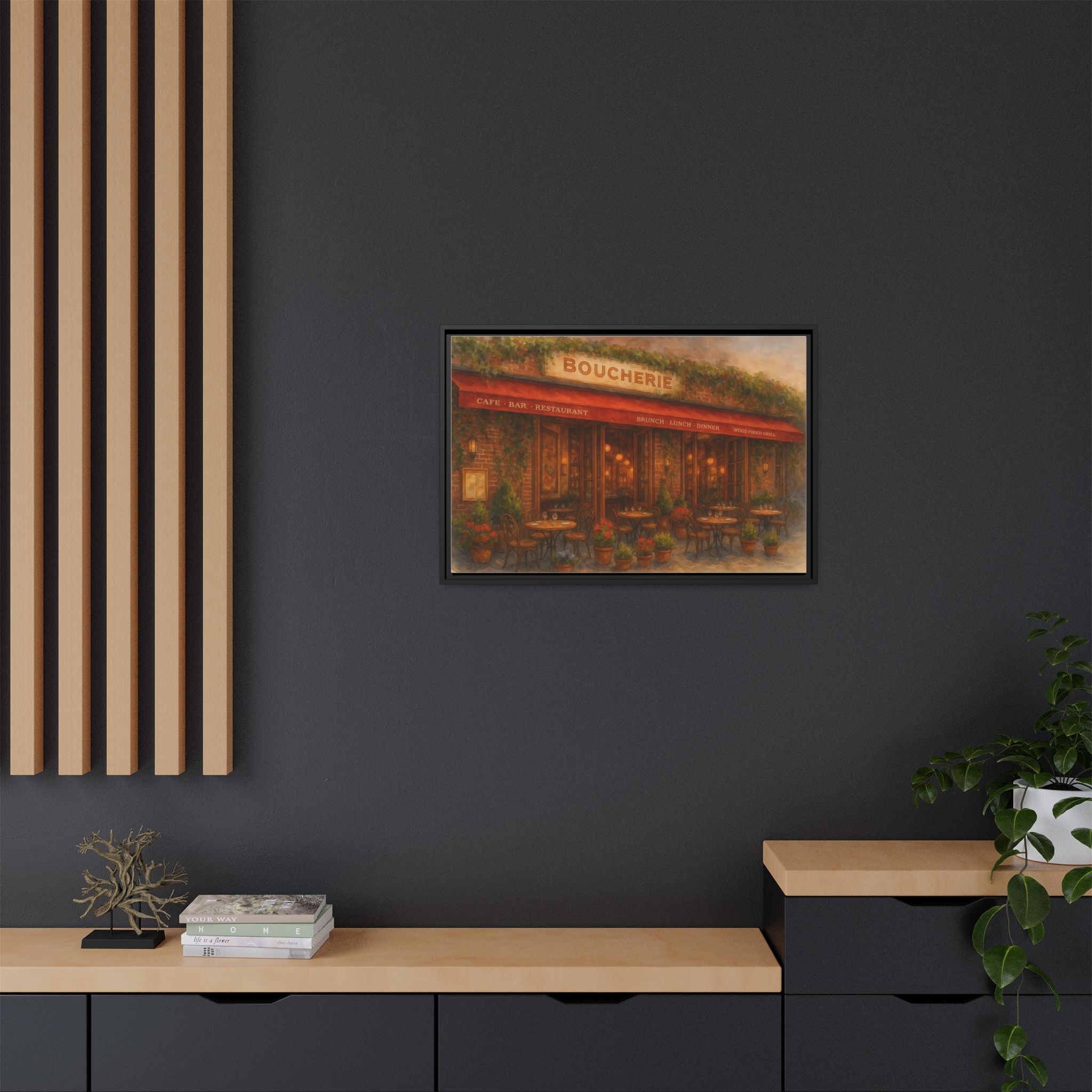Boucherie — Restaurant Print | Matte Canvas + Wooden Frame