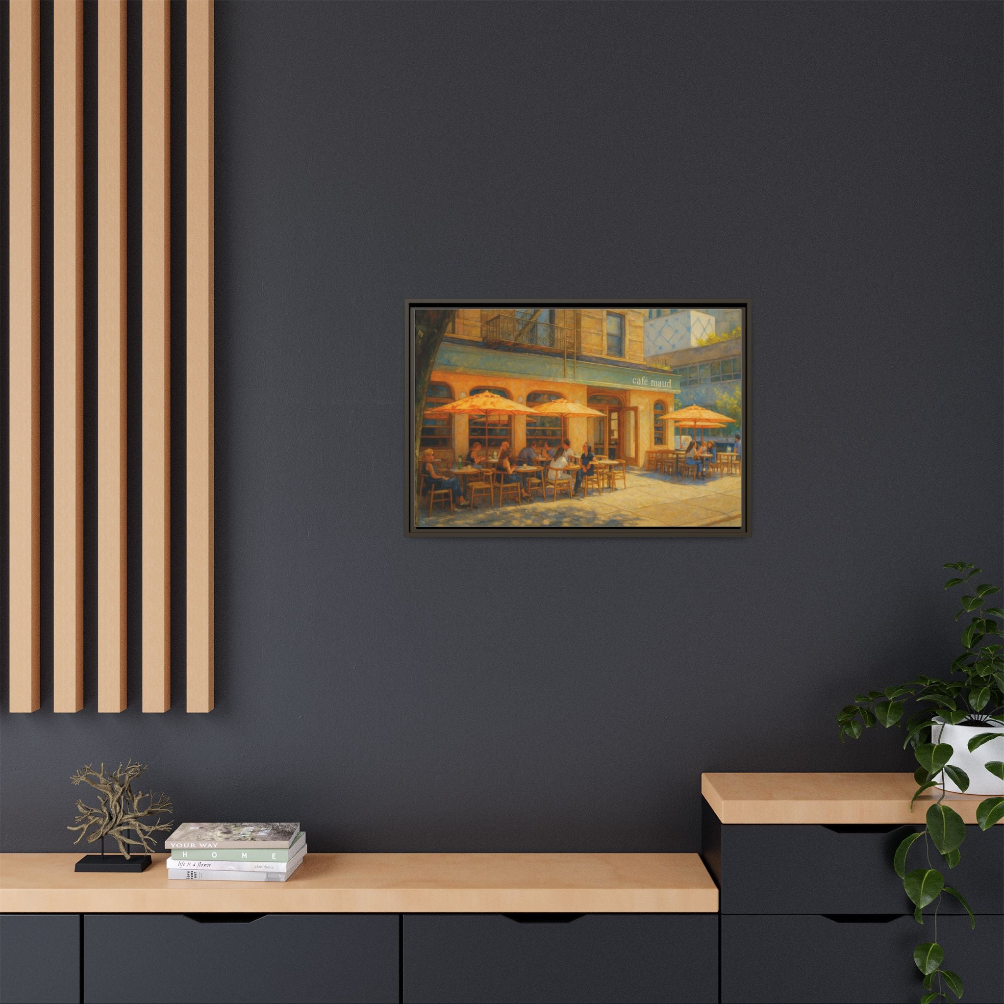 Café Maud — Restaurant Print | Matte Canvas + Wooden Frame