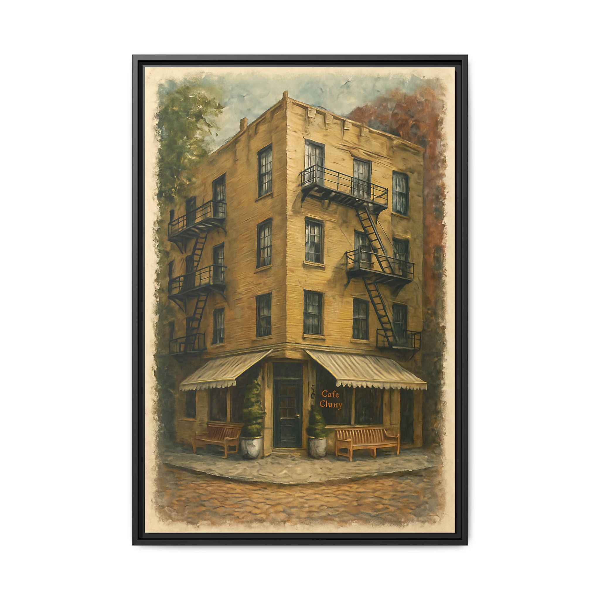 Cafe Cluny — Restaurant Print | Matte Canvas + Wooden Frame