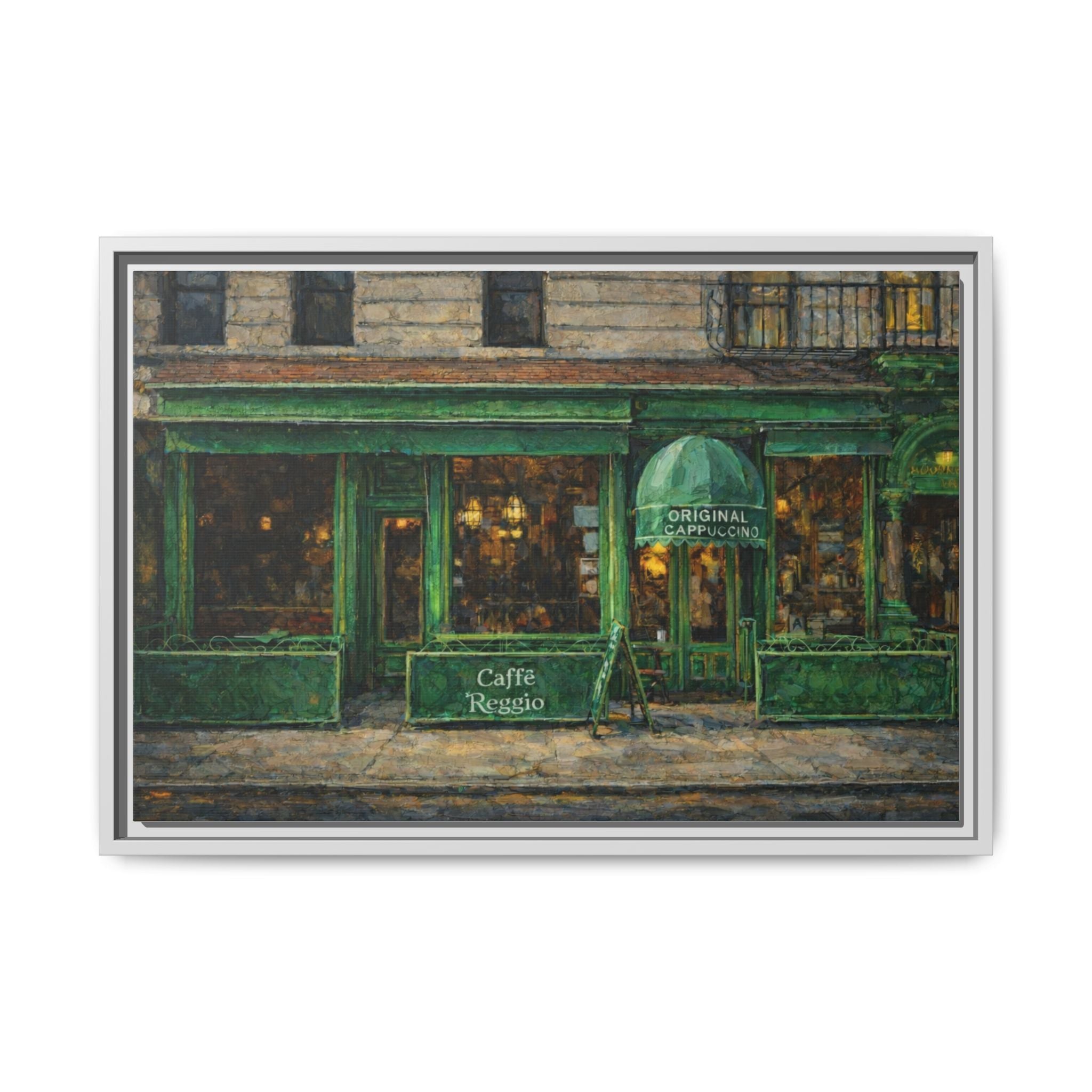 Caffe Reggio — Restaurant Print | Matte Canvas + Wooden Frame